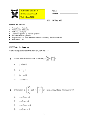 Hornsby Girls 2020 Extension 2 Mathematics Trial - HORNSBY GIRLS HIGH ...