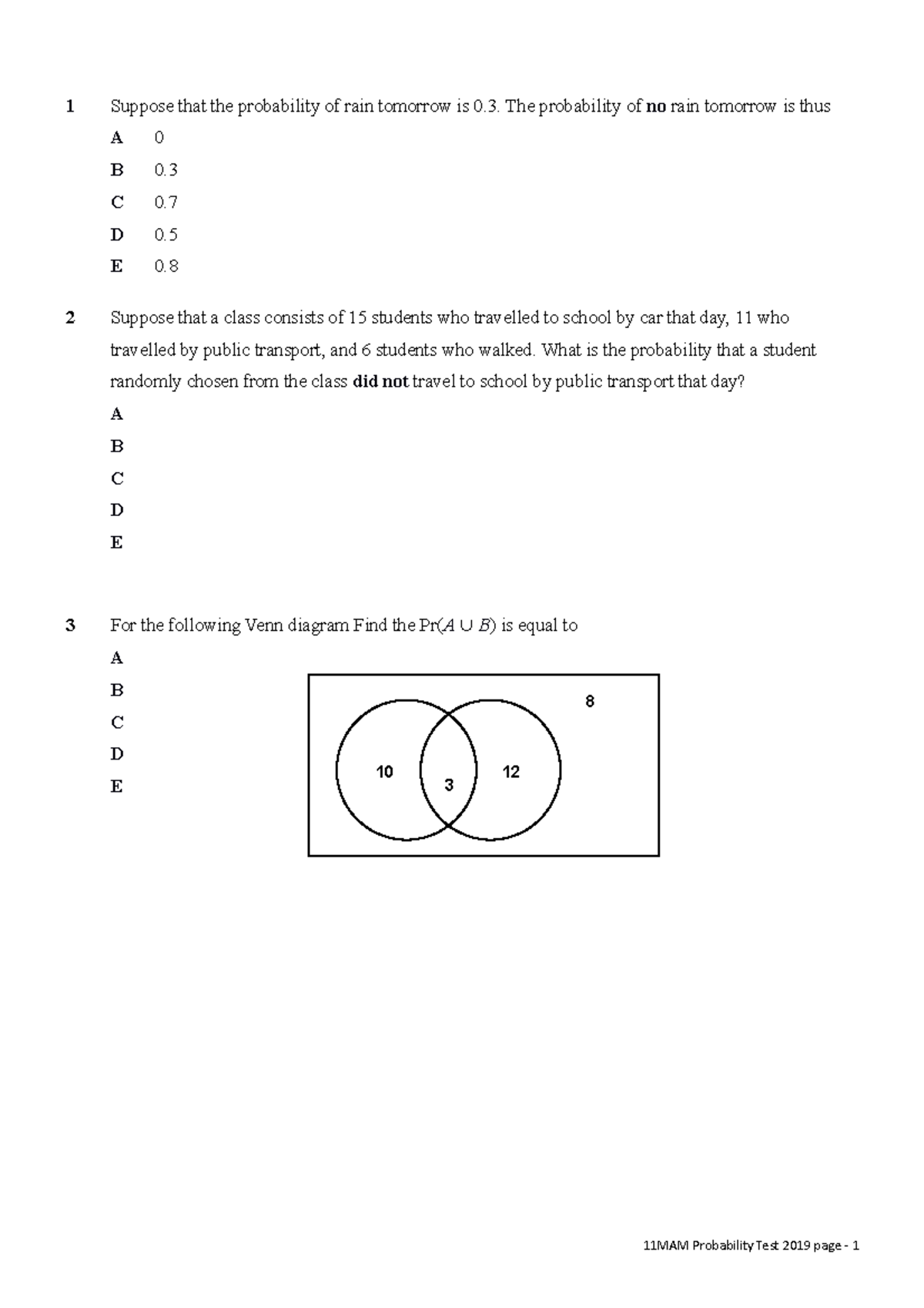 Probability Practice Question - 8 10 3 12 1 Suppose That The 