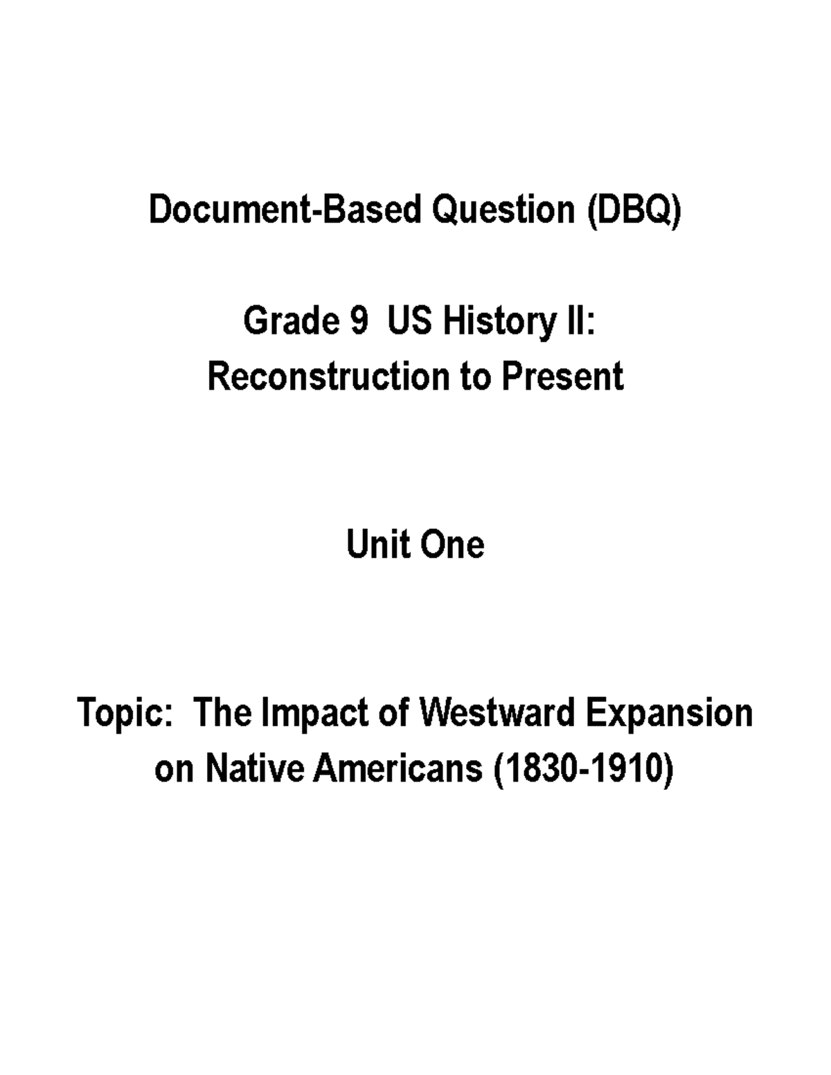 westward expansion dbq essay