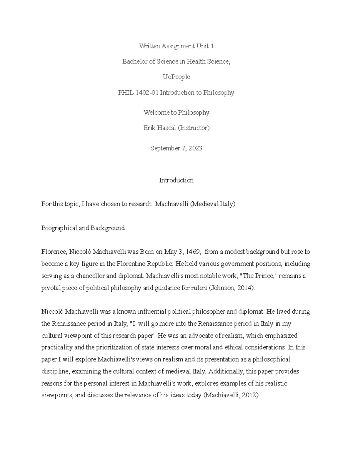 written assignment Unit 1 - Written Assignment Unit 1 Bachelor of ...