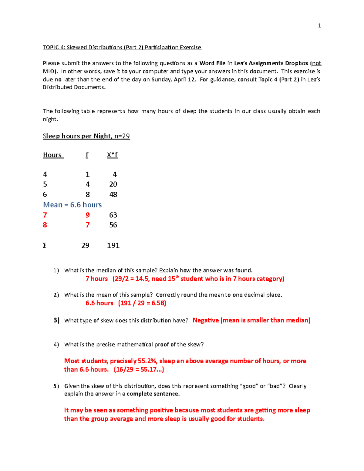 Topic 4 Part 2 Answers to PA - 1 TOPIC 4: Skewed Distributions (Part 2 ...