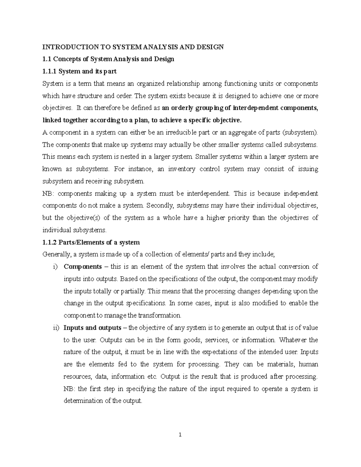 Introduction TO System Analysis AND Design Topic 1 Lec Maina ...