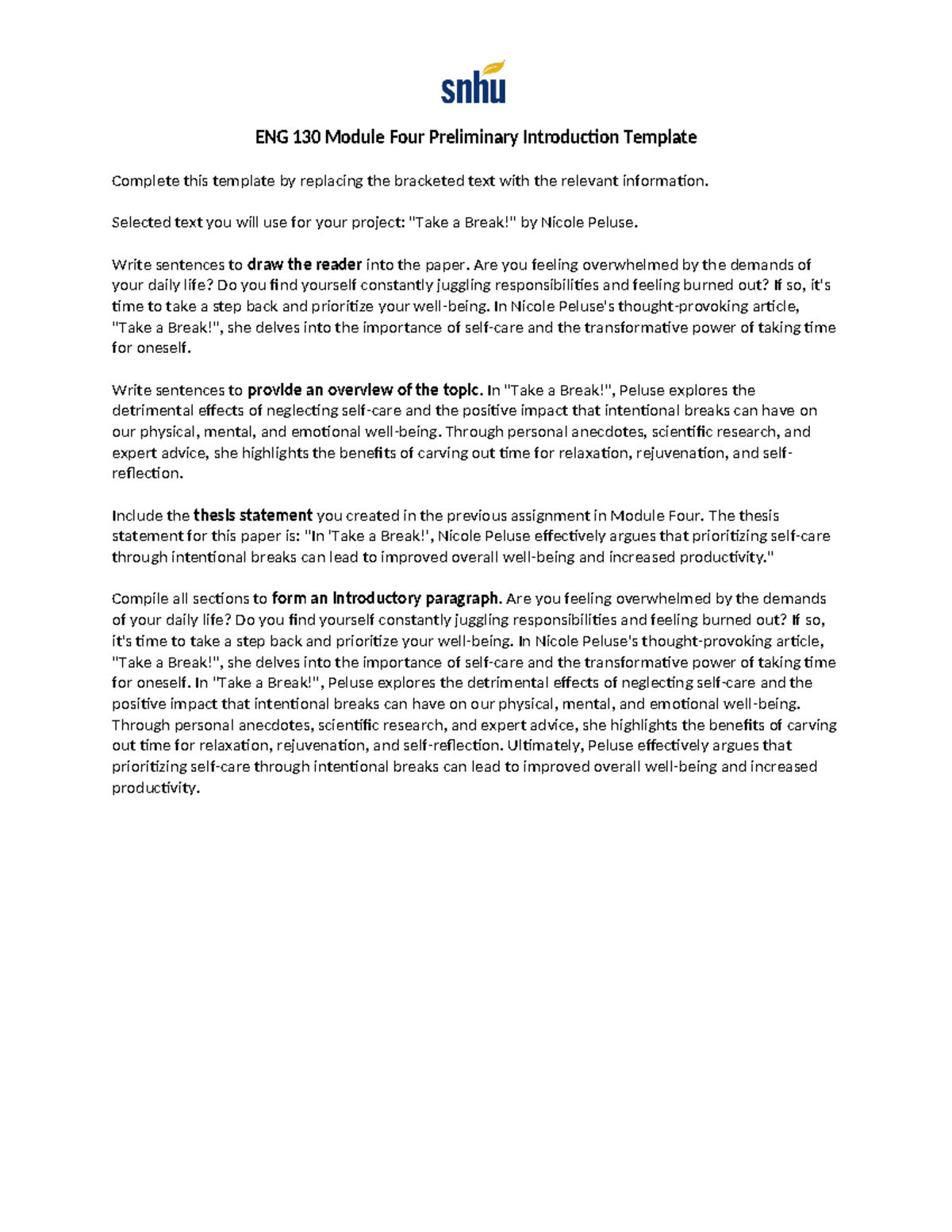 Preliminary Module 4 ENG Donee - ENG 130 Module Four Preliminary ...