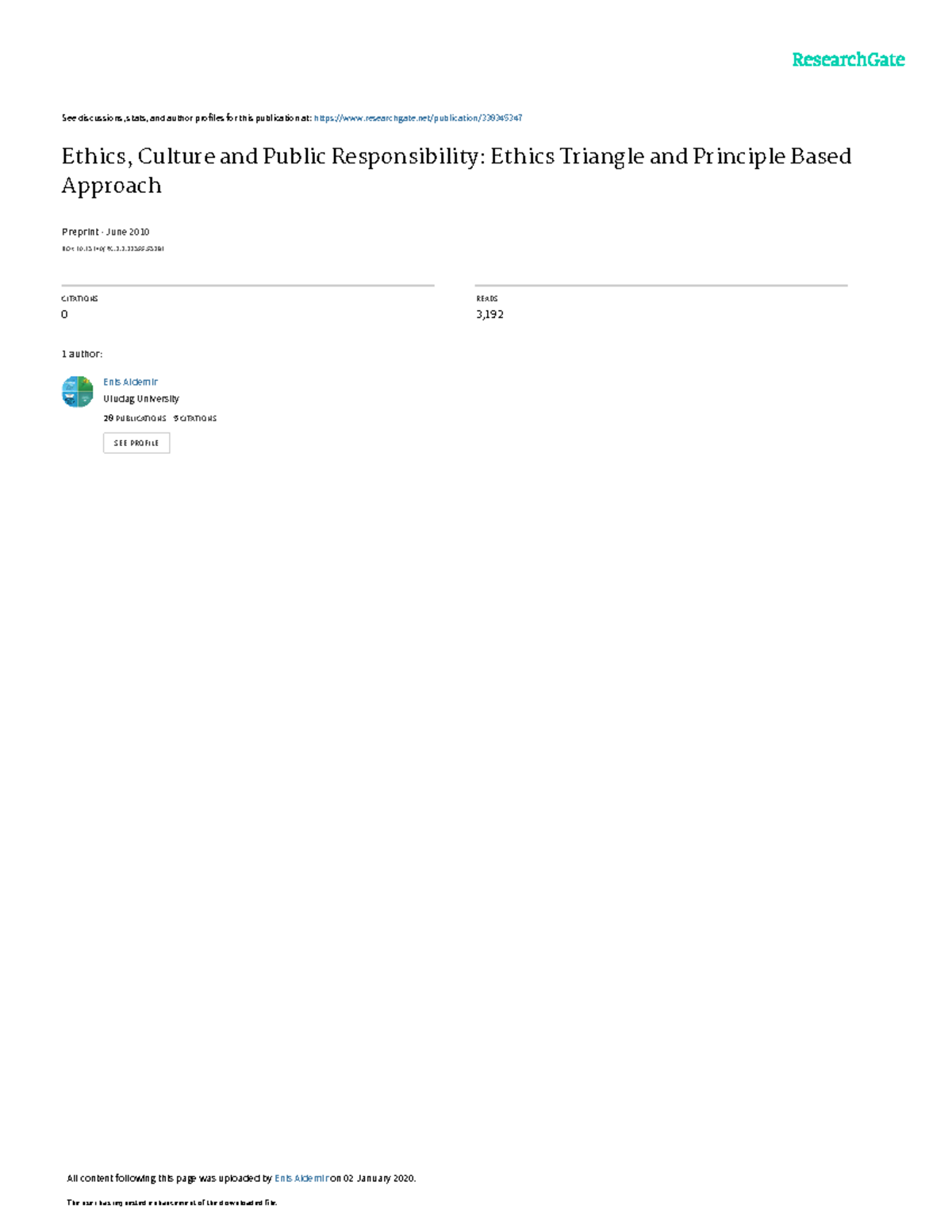 Ethics Triangleand Principle Based Approach - See discussions, stats ...