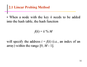 Lec04 - Hashing Methods-4 - 2 Direct (or Separate) Chaining Method ...