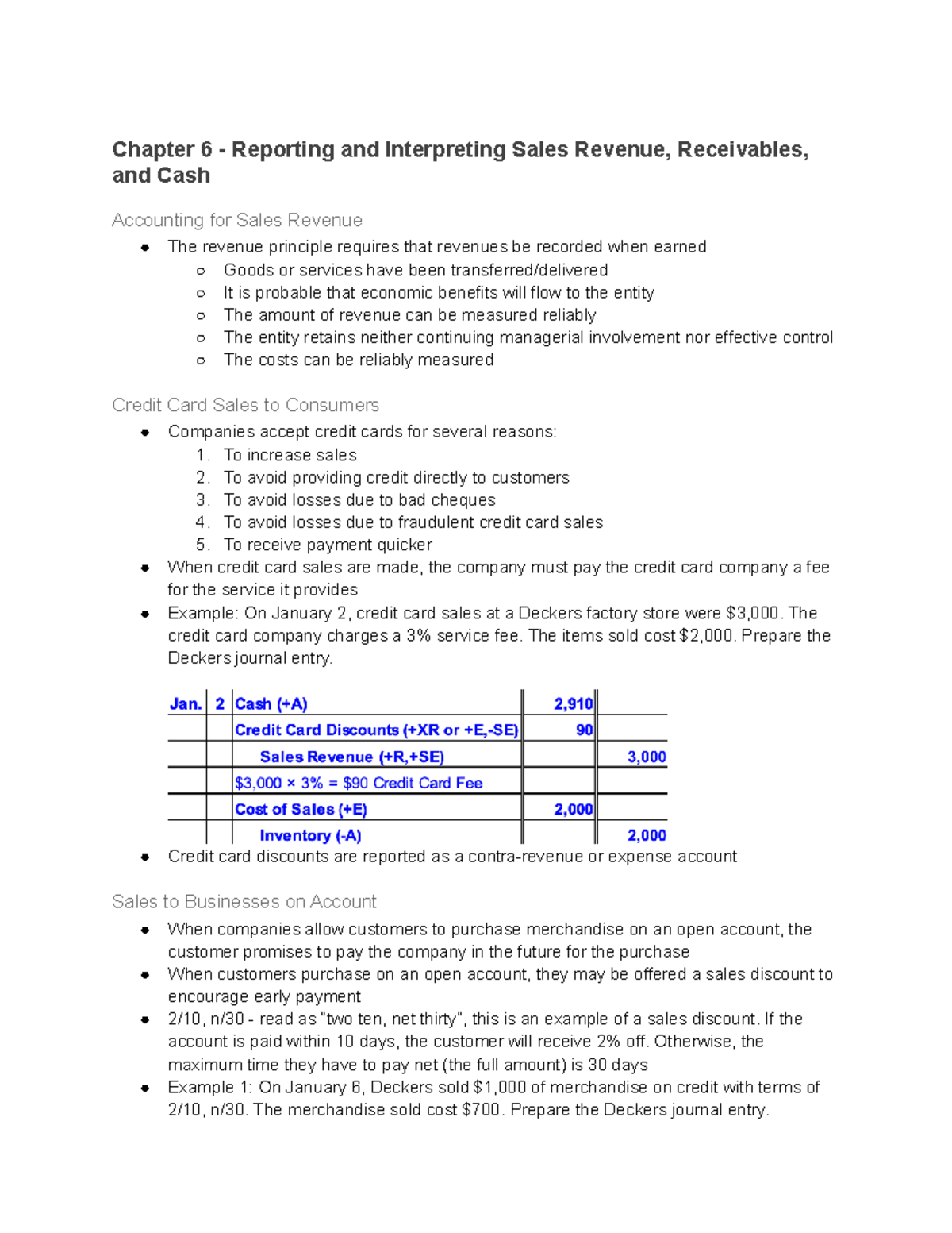 Chapter 6 - Reporting and Interpreting Sales Revenue, Receivables, and ...