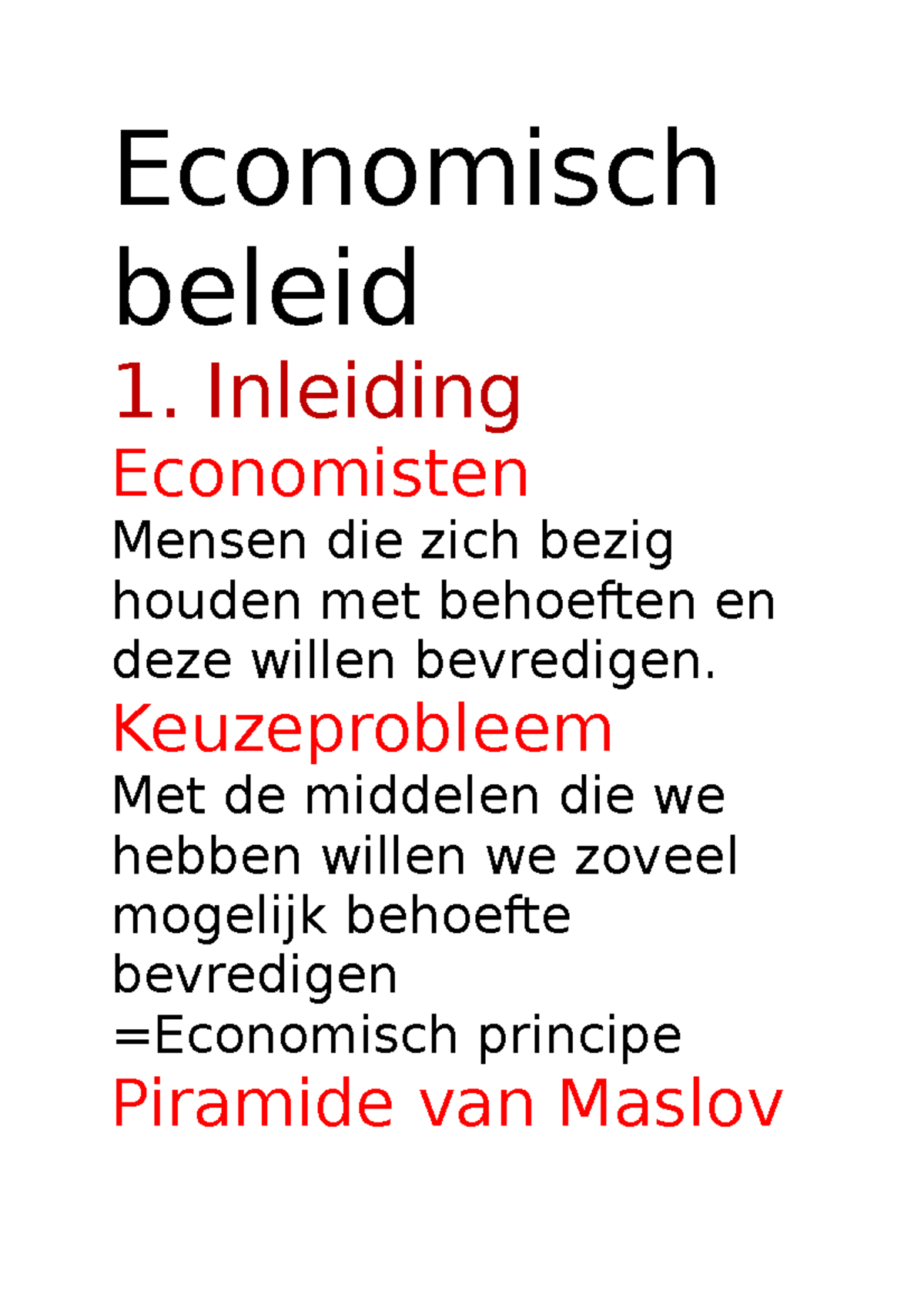 Economisch Beleid Inleiding 0 - Economisch Beleid 1. Inleiding ...