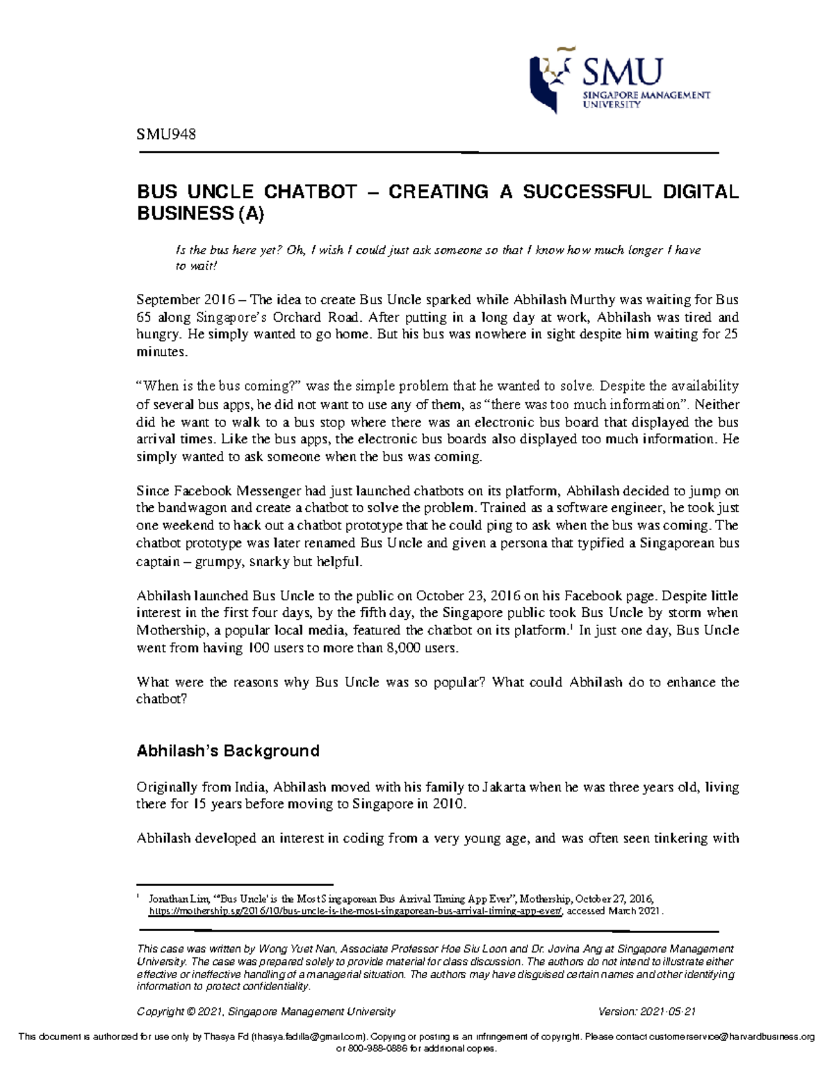 UTS UAS Bus Uncle Chatbot - SMU BUS UNCLE CHATBOT – CREATING A ...