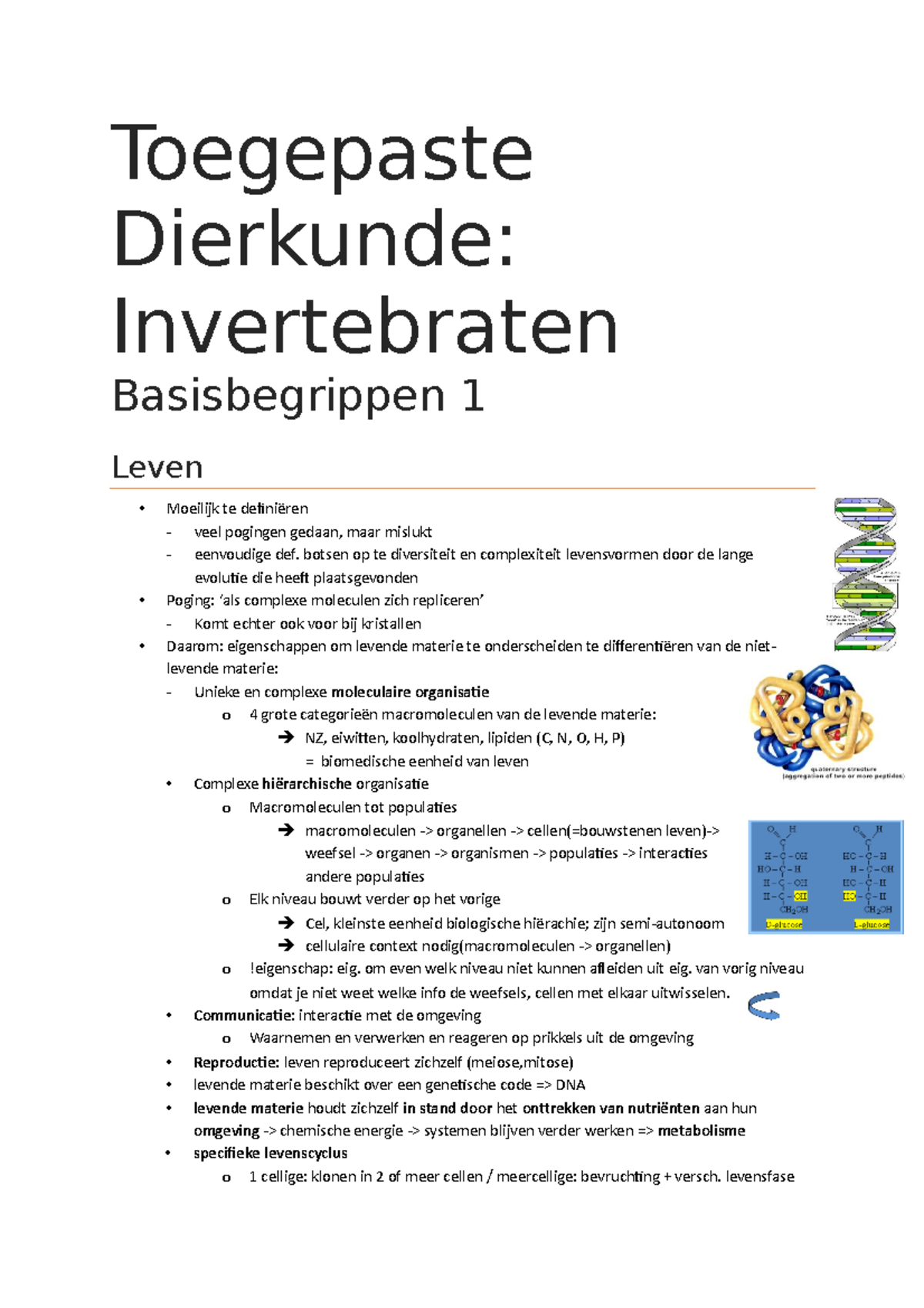 1Dierenkunde Basisbegrippen 1 - Toegepaste Dierkunde: Invertebraten ...