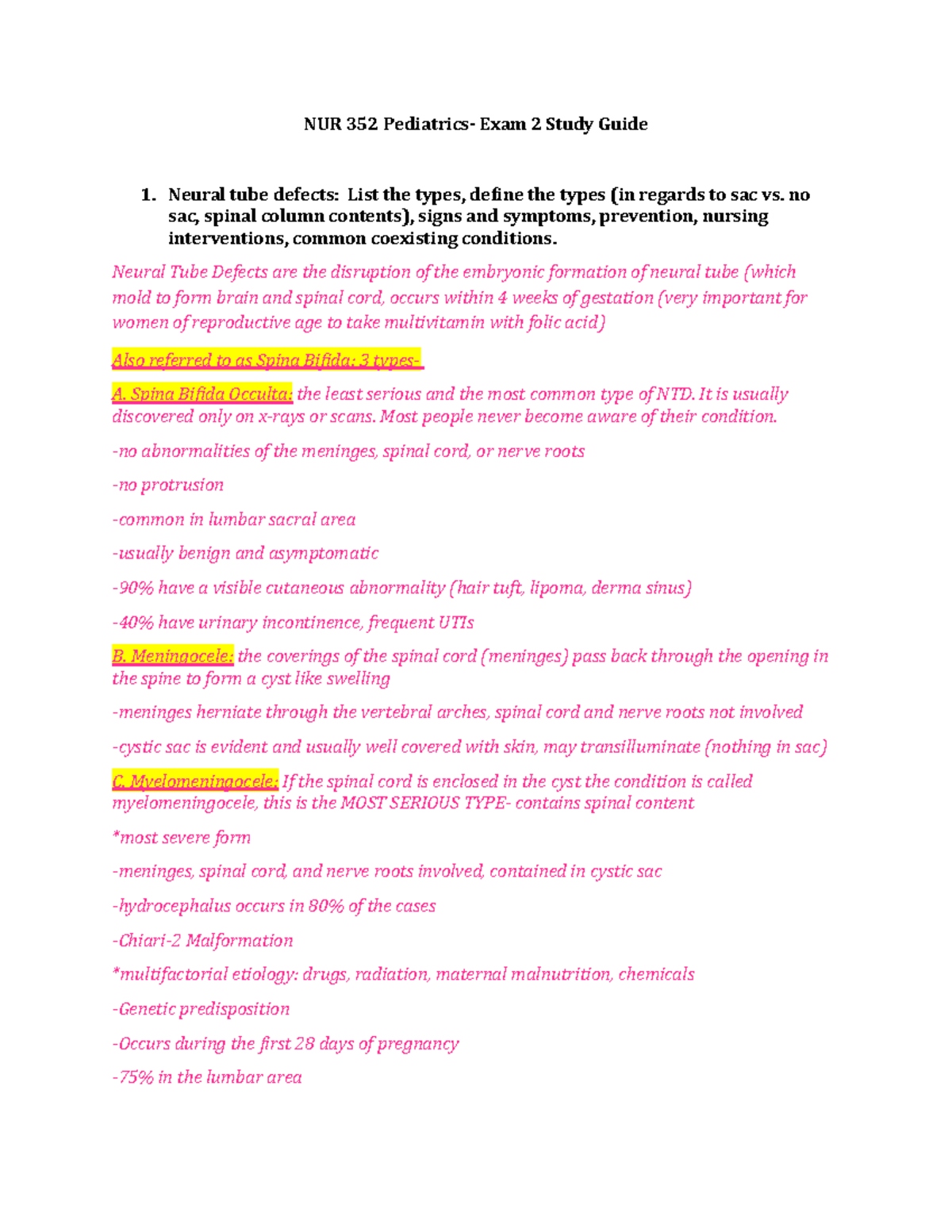 Peds exam 2 Study guide - notes on pediatrics for human growth and ...