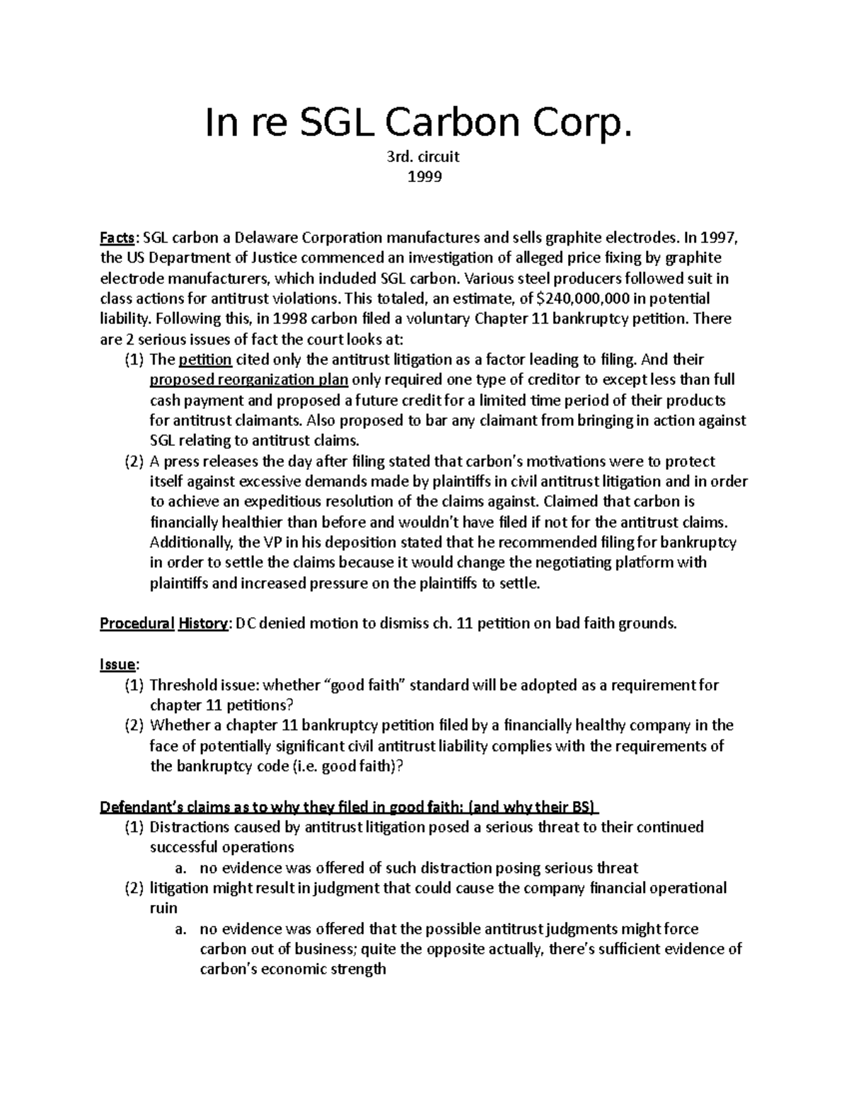In re SGL Carbon Corp - Case Brief - In re SGL Carbon Corp. 3rd ...
