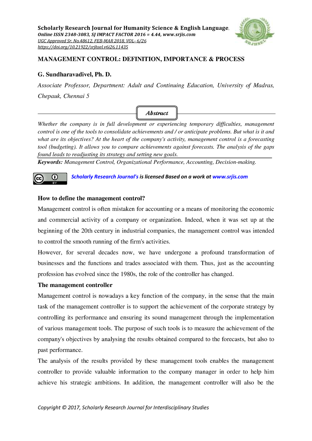 scholarly research journal for humanity science & english language