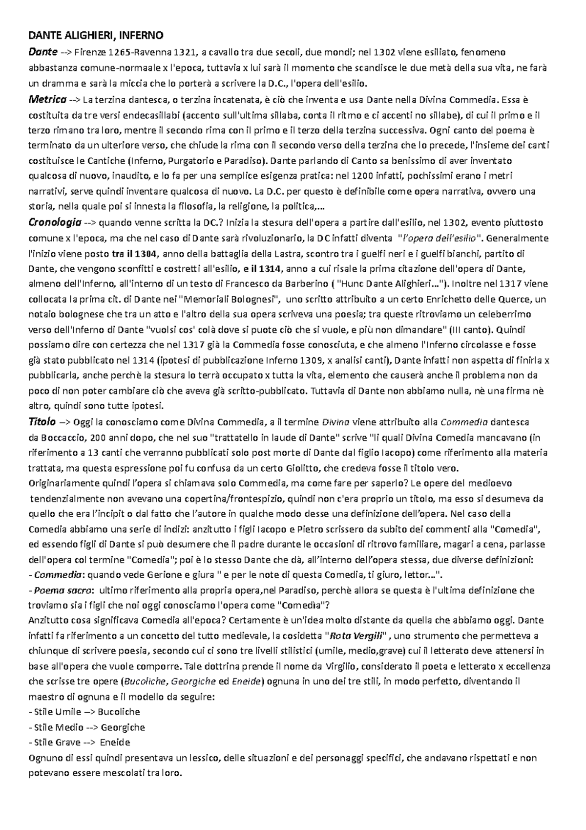 Inferno Dante - analisi dei versi più importanti - DANTE ALIGHIERI ...