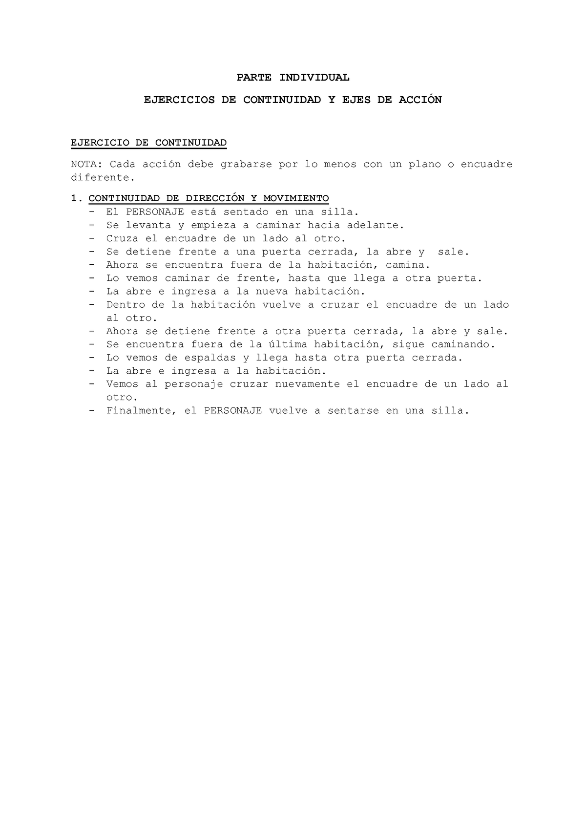 TB2-Guión-Parte Individual - PARTE INDIVIDUAL EJERCICIOS DE CONTINUIDAD ...