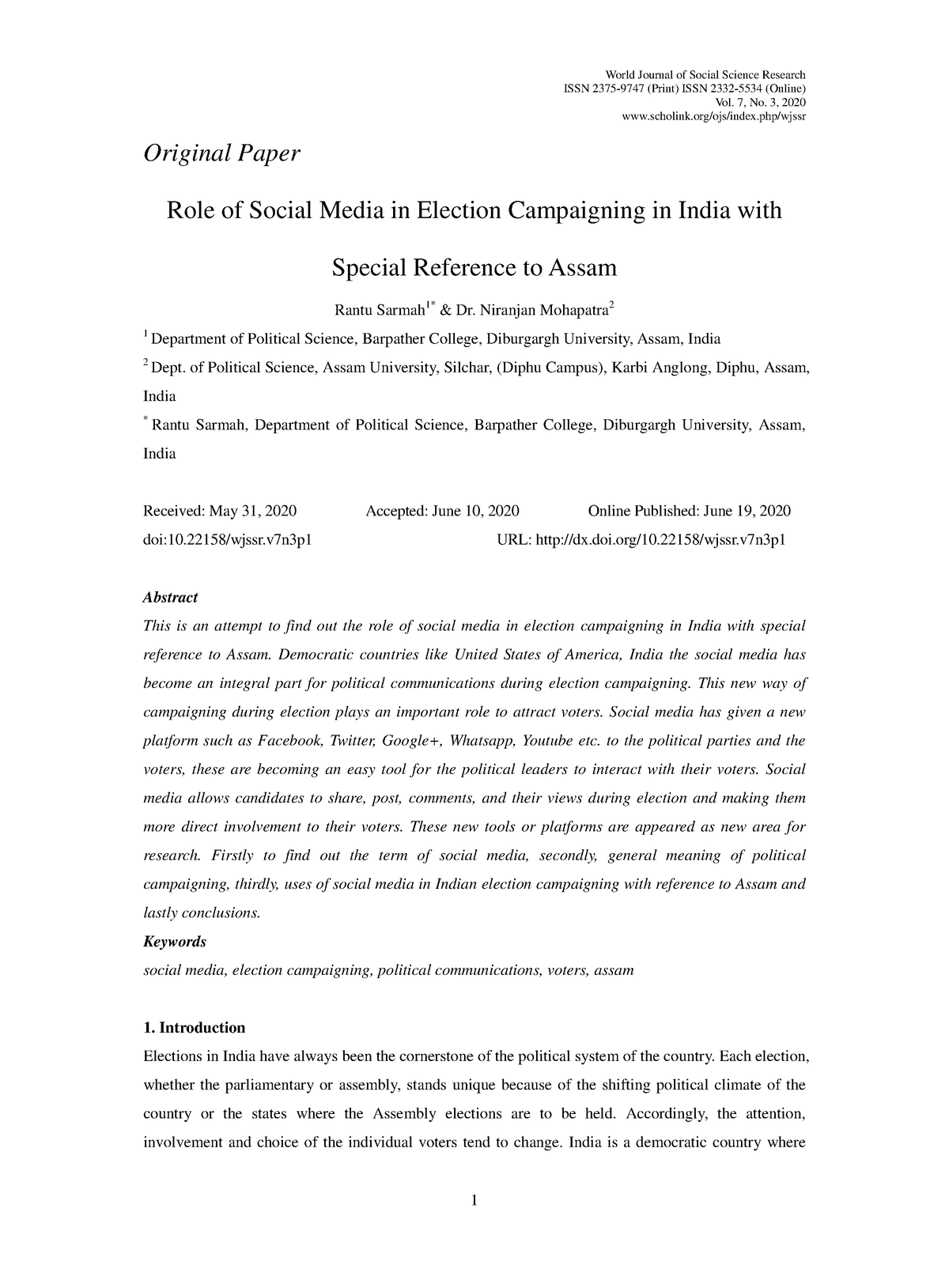 social media and politics research paper