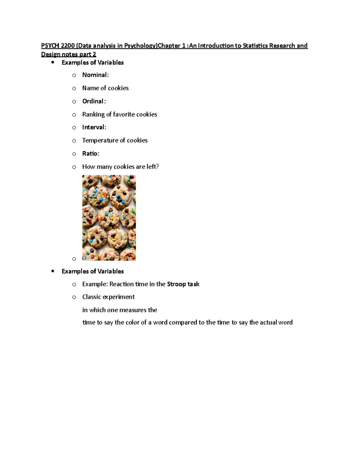 Psych 2200 chapter 1 notes part 2 - PSYCH 2200 (Data analysis in ...