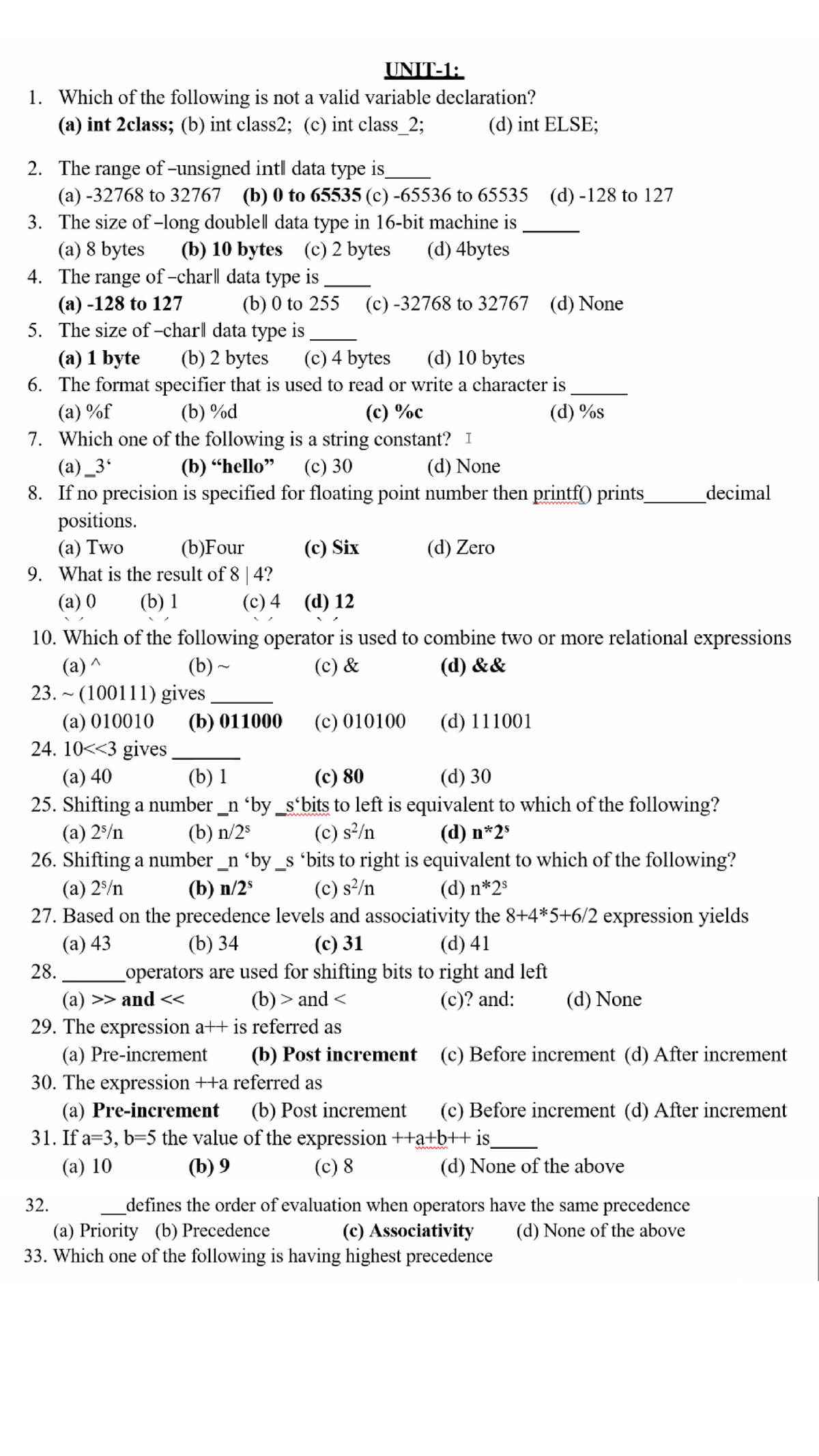 Pps Part A Important Questions - Programming For Problem Solving - Studocu