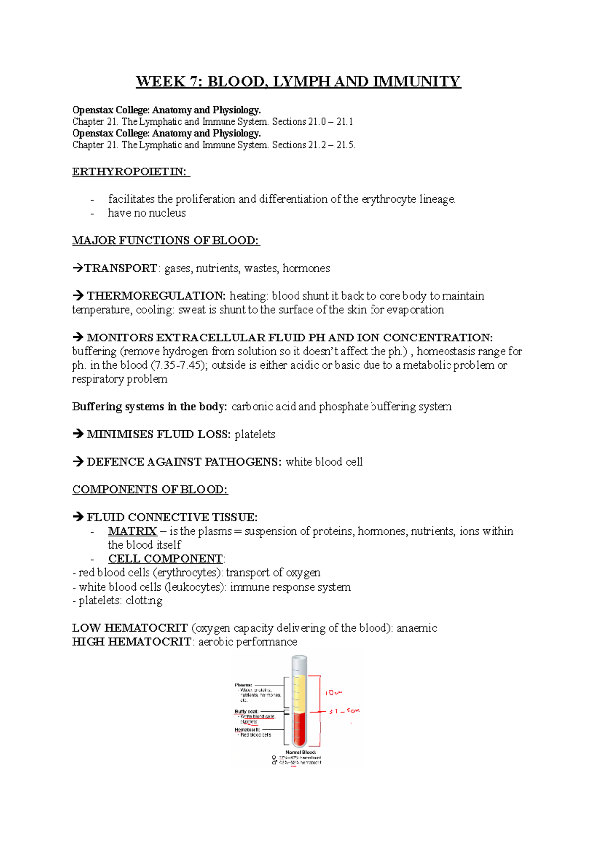 WEEK 7 HBS109 - Lecture notes 7 - WEEK 7: BLOOD, LYMPH AND IMMUNITY ...