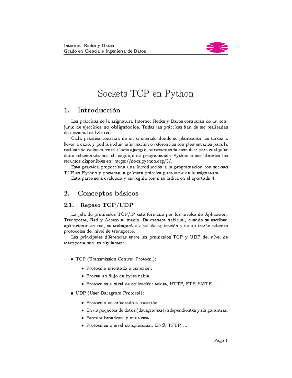 Sockets TCP - Grado en Ciencia e Ingenier ́ıa de Datos Sockets TCP en ...