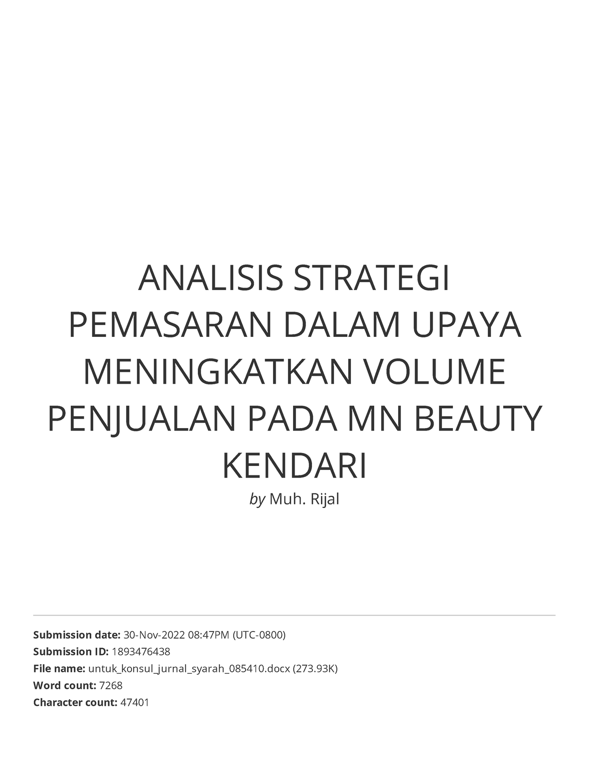 Analisis Strategi Pemasaran Dalam Upaya Meningkatkan Volume Penjualan Pada Mn Beauty Kendari 4074