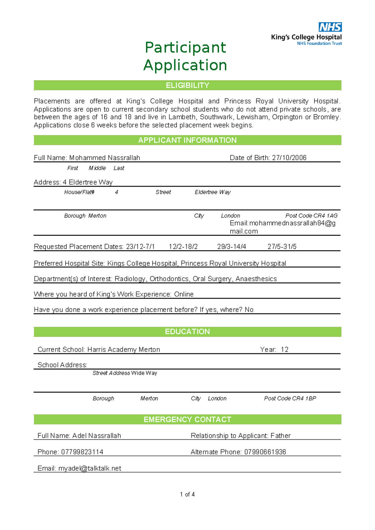 Participant Application Form V2A 1 - Participant Application ...
