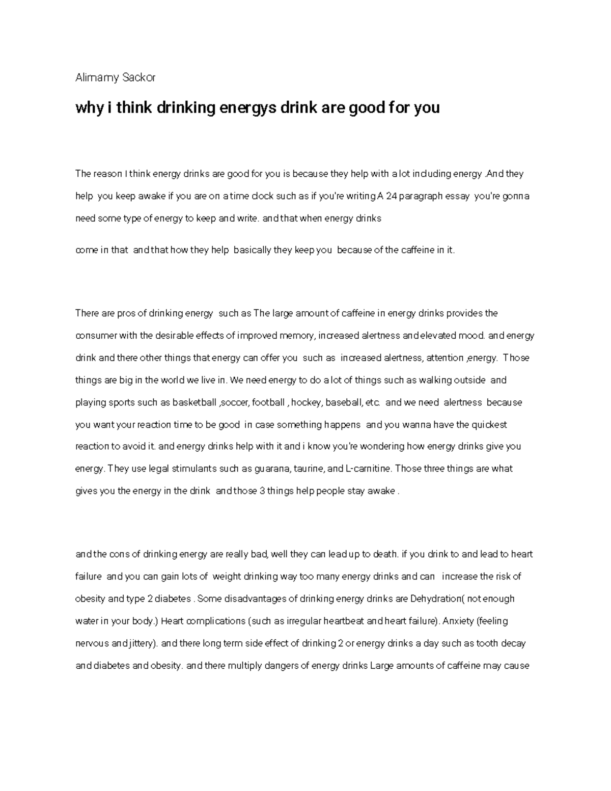 energy drinks opinion essay