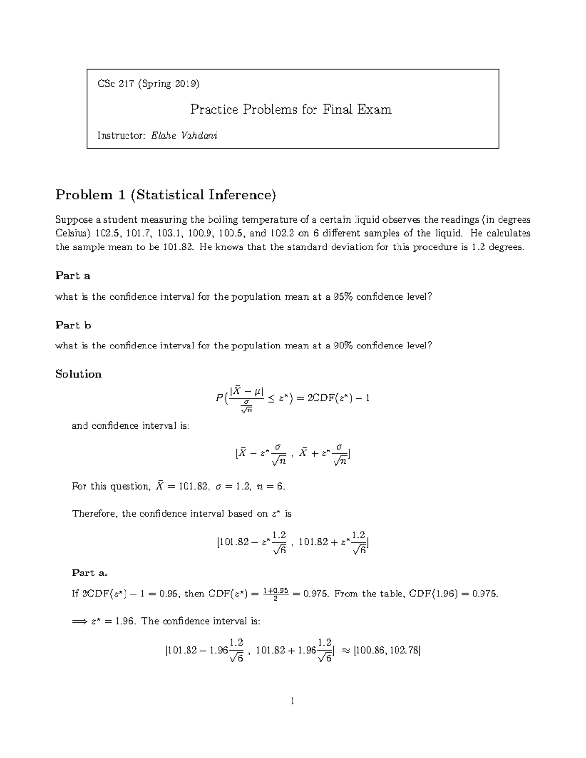 Spring 2019-CSC217-Final Exam Practice Problems - CSc 217 (Spring 2019 ...