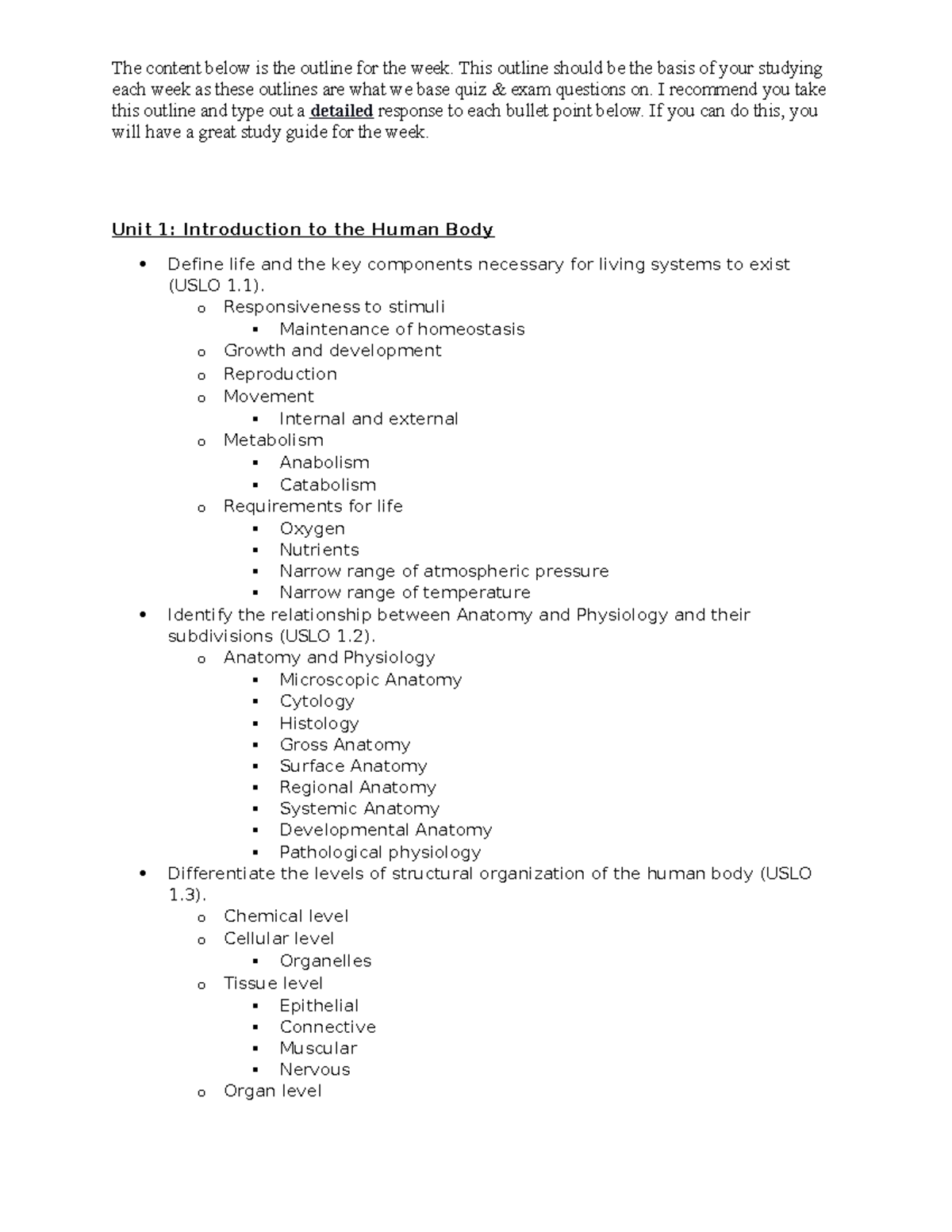 Unit+1+Introduction+to+the+Human+Body - The content below is the ...