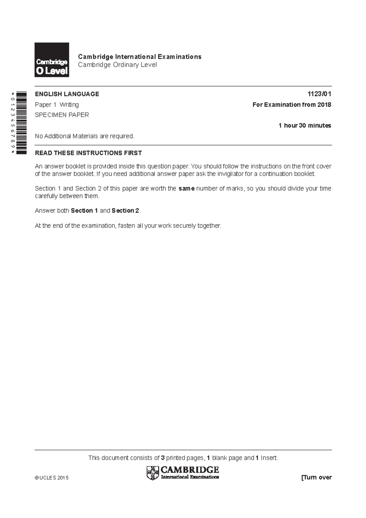 255830 2018 paper 1 specimen paper - 0123456789 This document consists ...