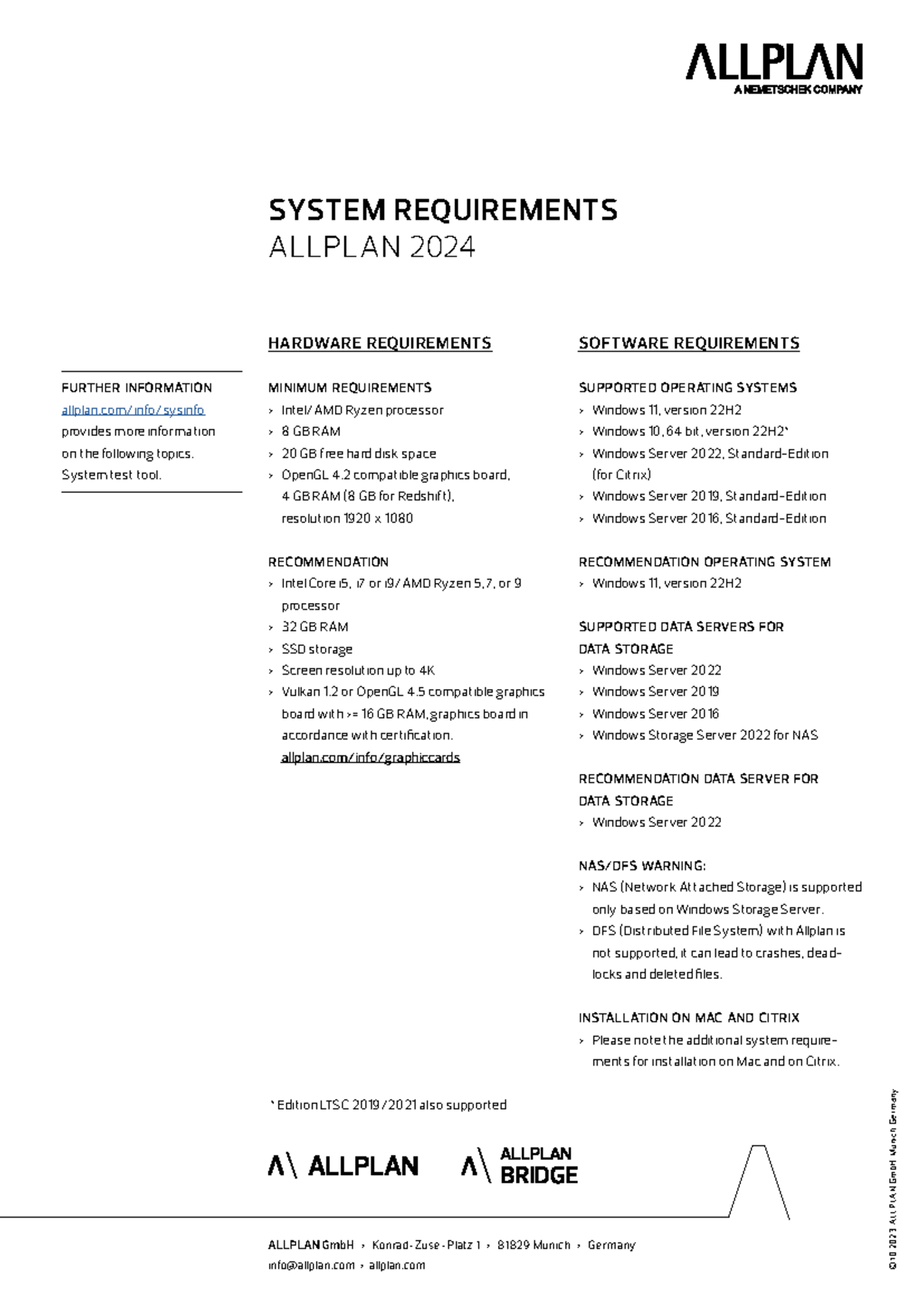 System requirements Allplan 2024 EN Gmb H - HARDWARE REQUIREMENTS ...