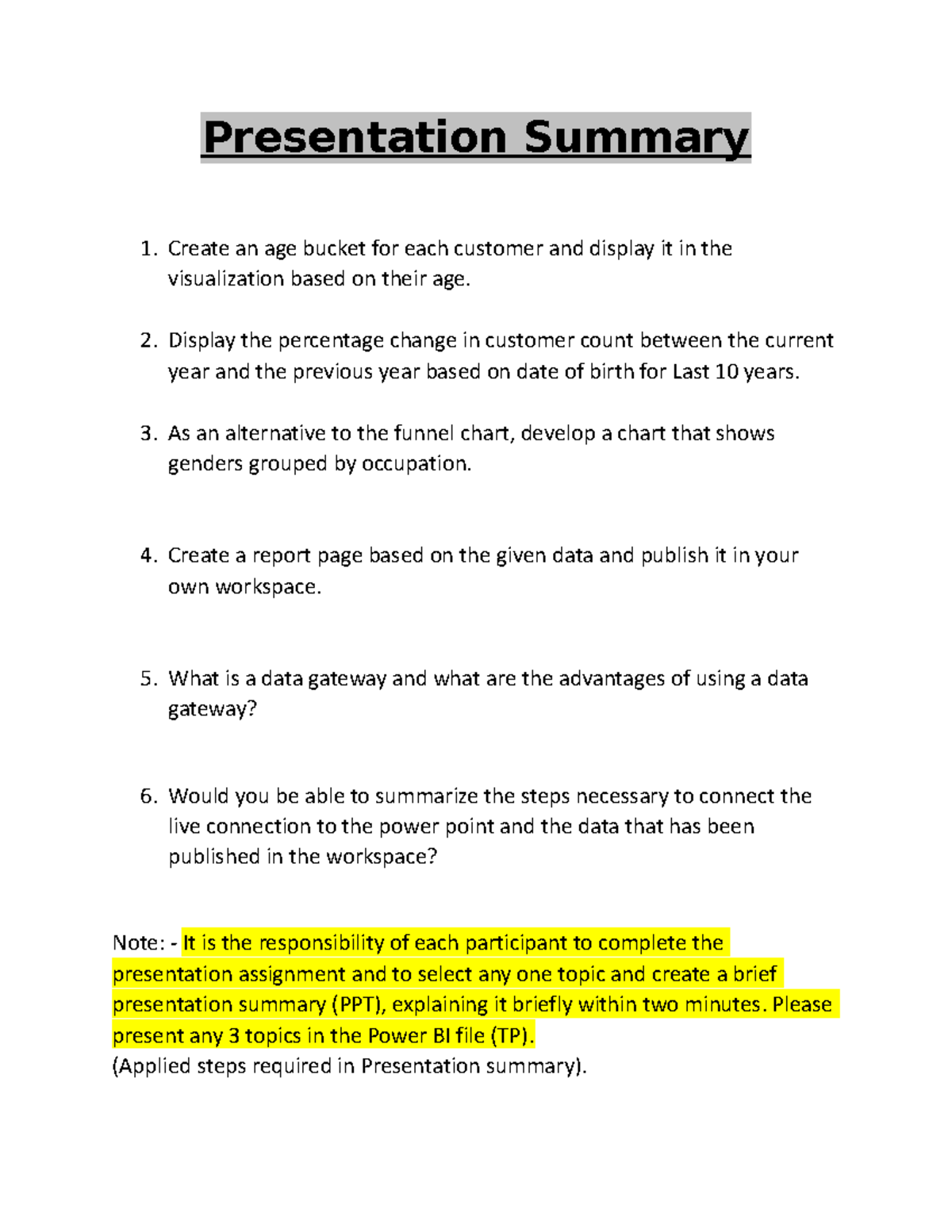 Presentation Summary Topic 3 Presentation Summary Create an age