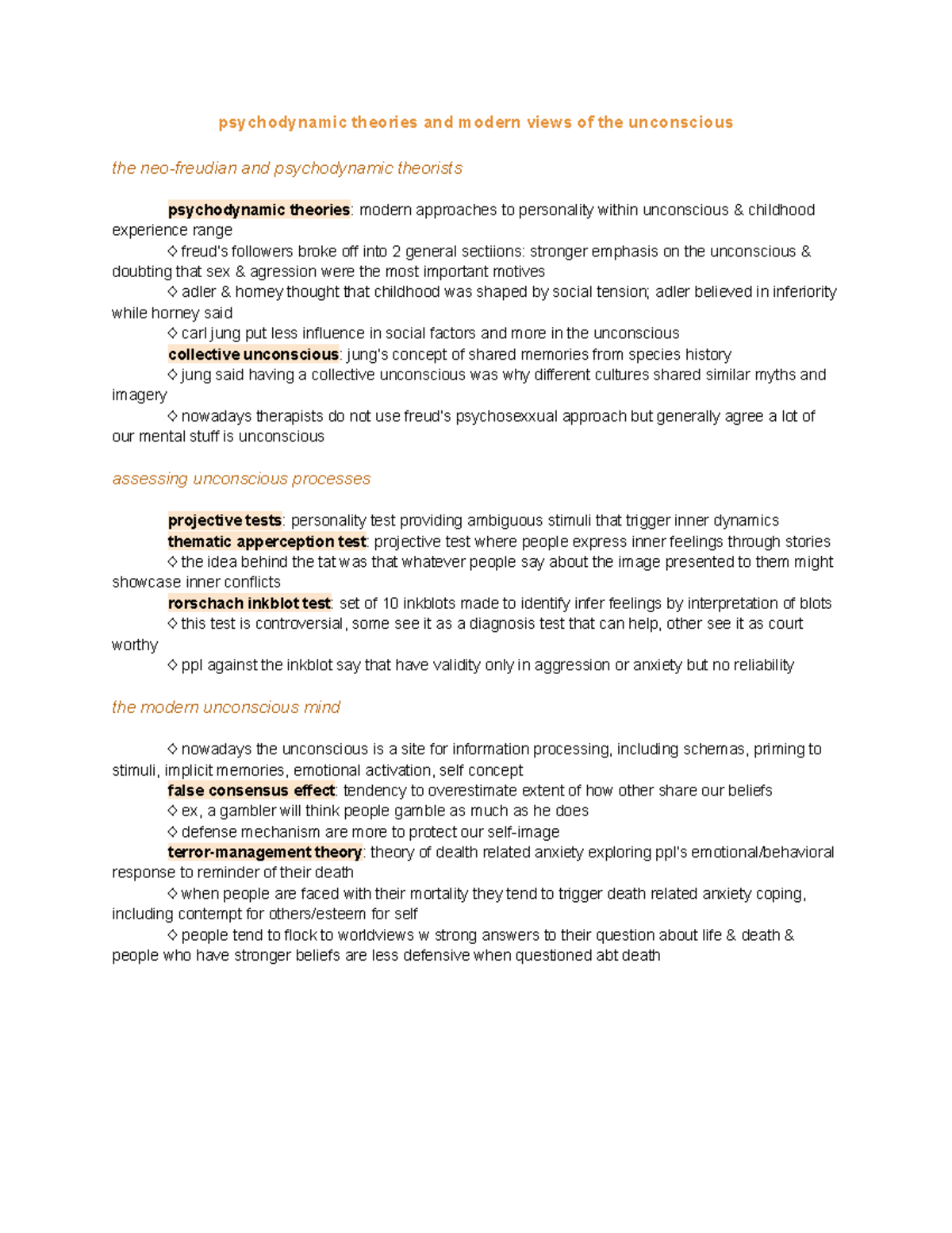 Psychodynamic theories notes - psychodynamic theories and modern views ...