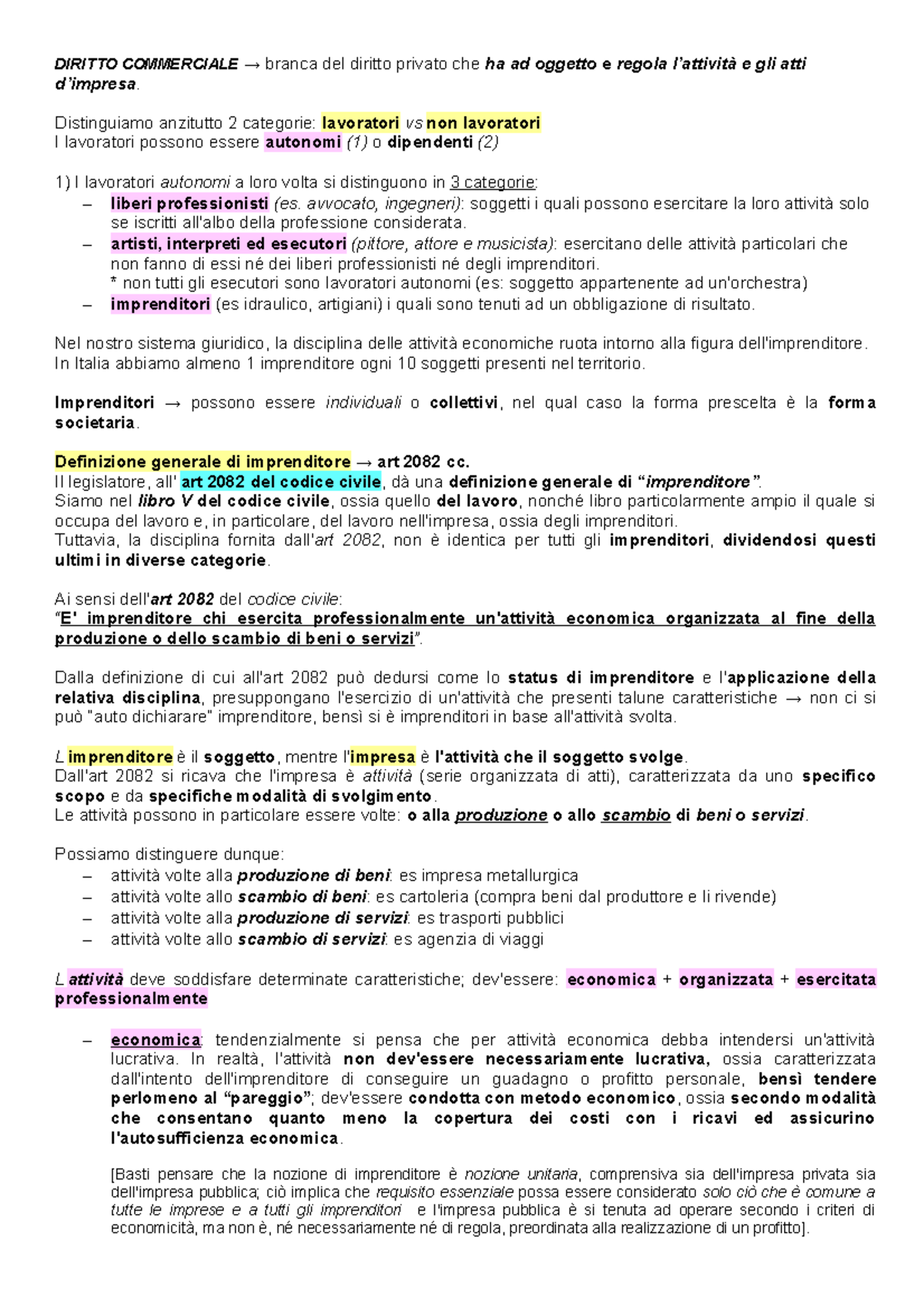 Impresa Ed Azienda - Diritto Commerciale - DIRITTO COMMERCIALE → Branca ...