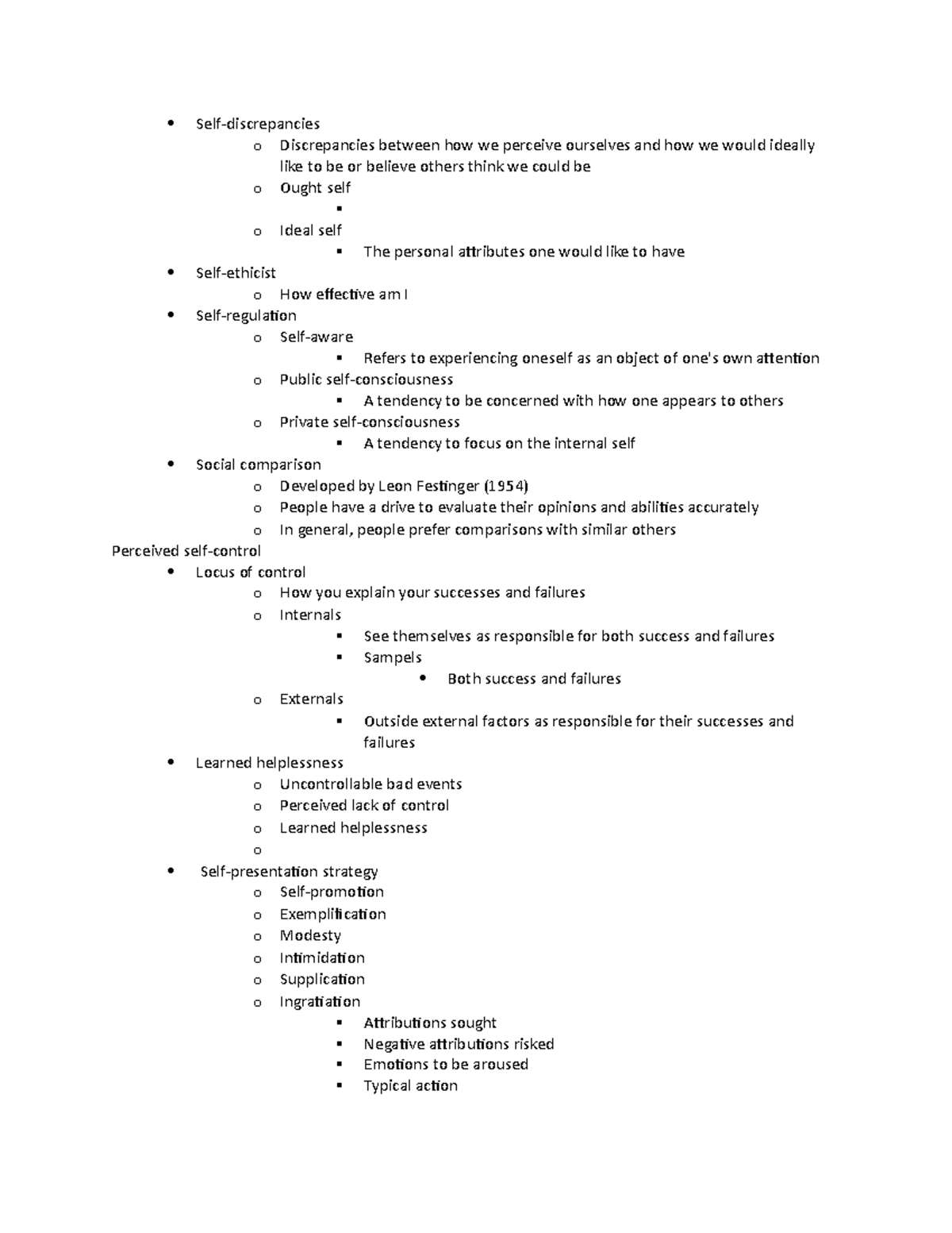 Social psychology 5 - words - Self-discrepancies o Discrepancies ...