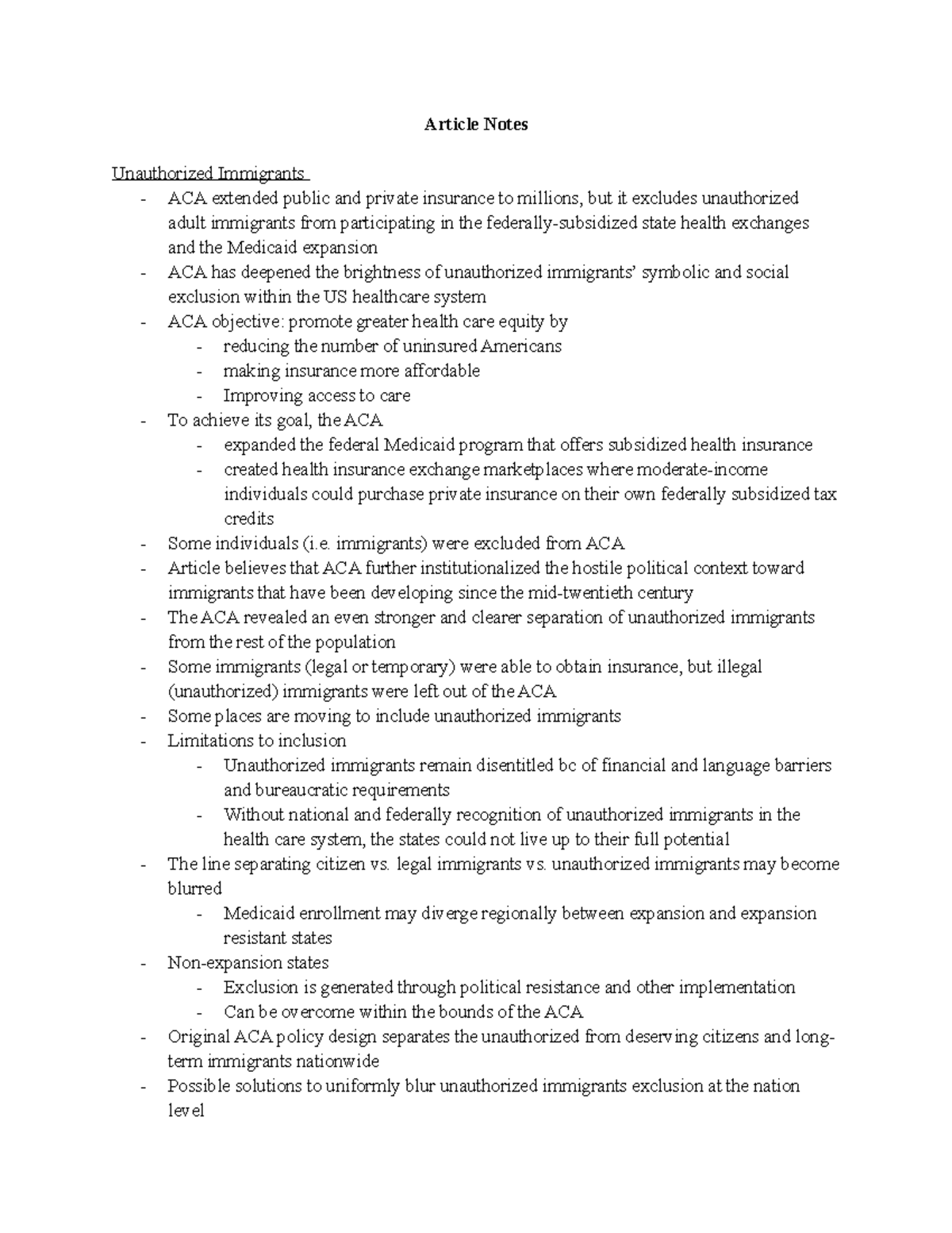 Fri 11 - Lecture notes for health disparities. Taught by AN - Article ...
