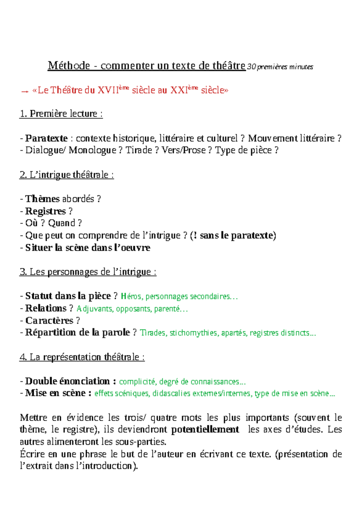 Sujet Commentaire De Texte Théâtre Corrigé www.studocu.com