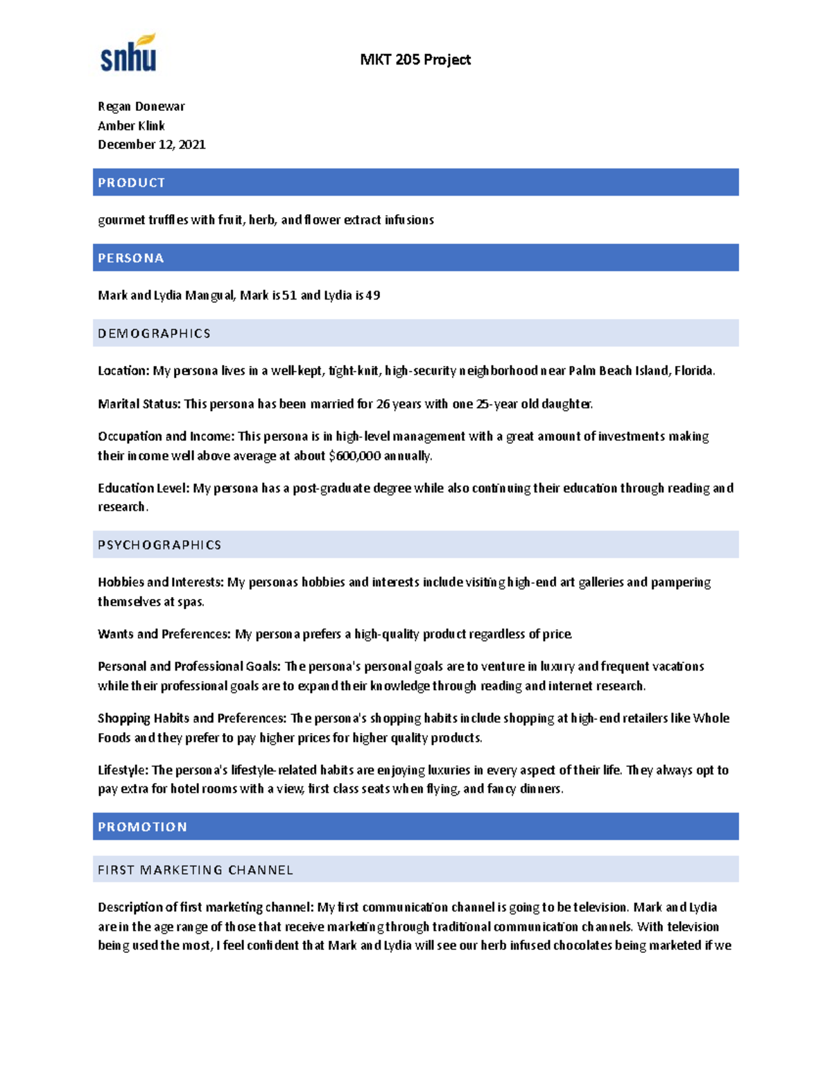 MKT205 Project Final - MKT-205 - SNHU - Studocu