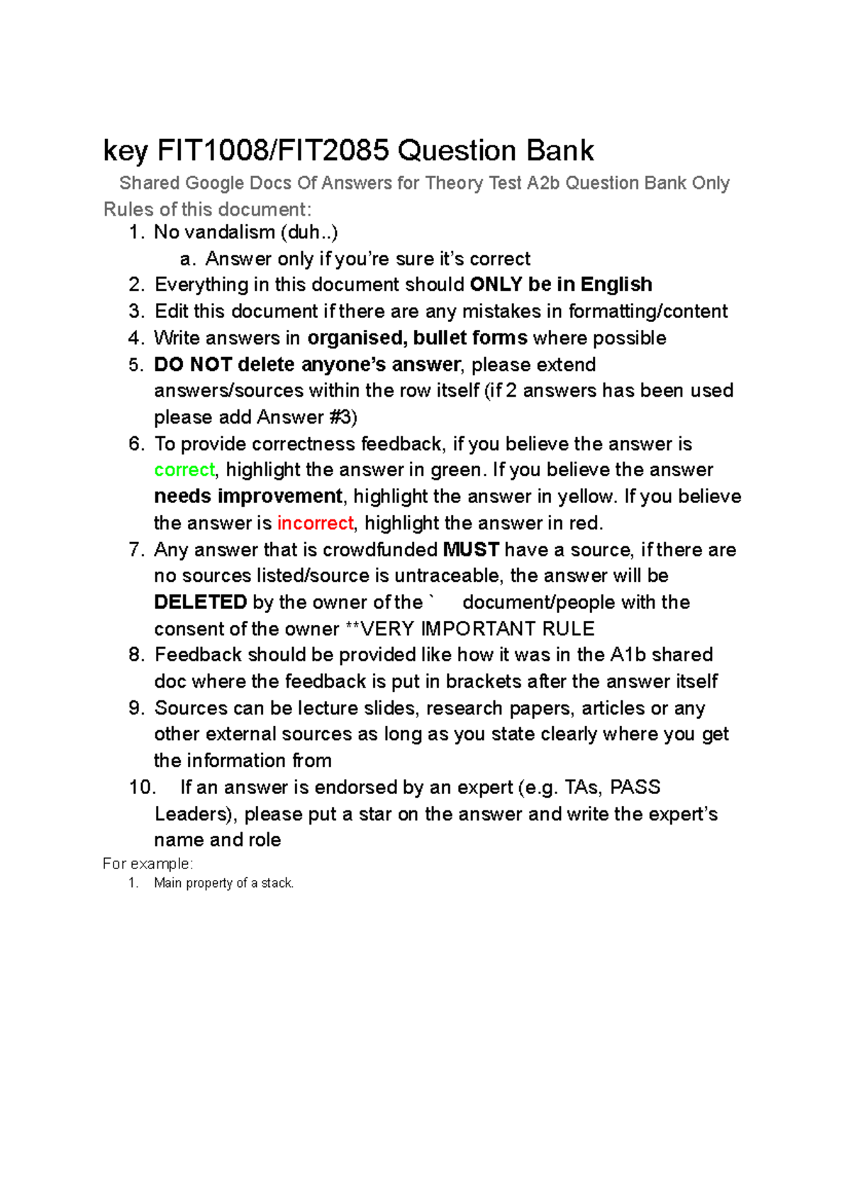 Theoretical Test Question Bank 2b - key FIT1008/FIT2085 Question Bank ...