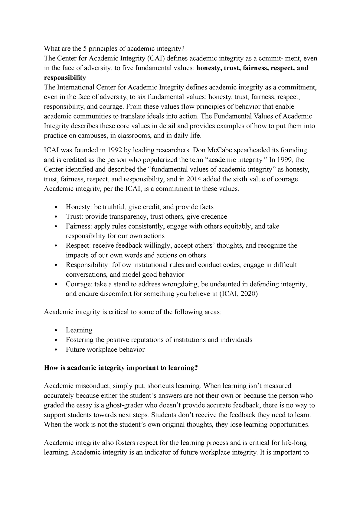 academic integrity essay pdf