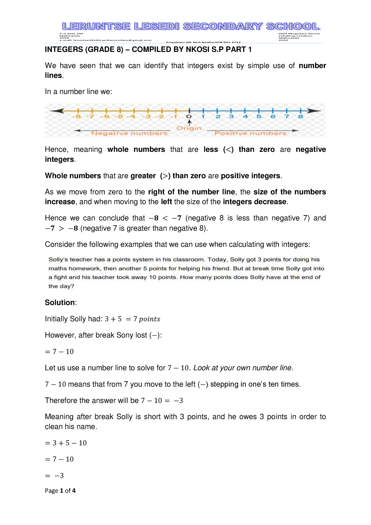 Integers PART 1 ...