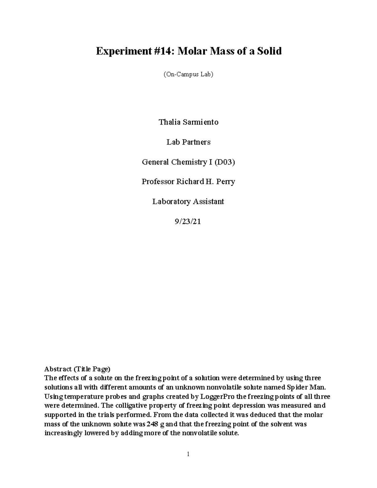 total solids experiment lab report