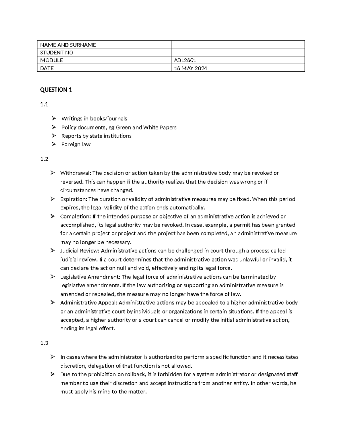 adl2601 final notes for may and june examination 2023 - NAME AND ...