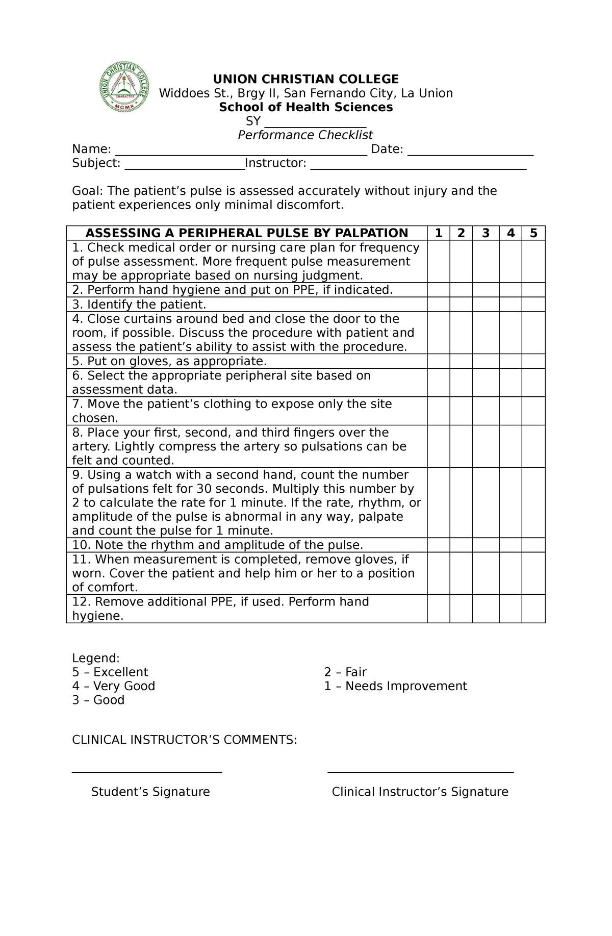 Pulse-rate - Ncm 103 - Union Christian College Widdoes St., Brgy Ii 