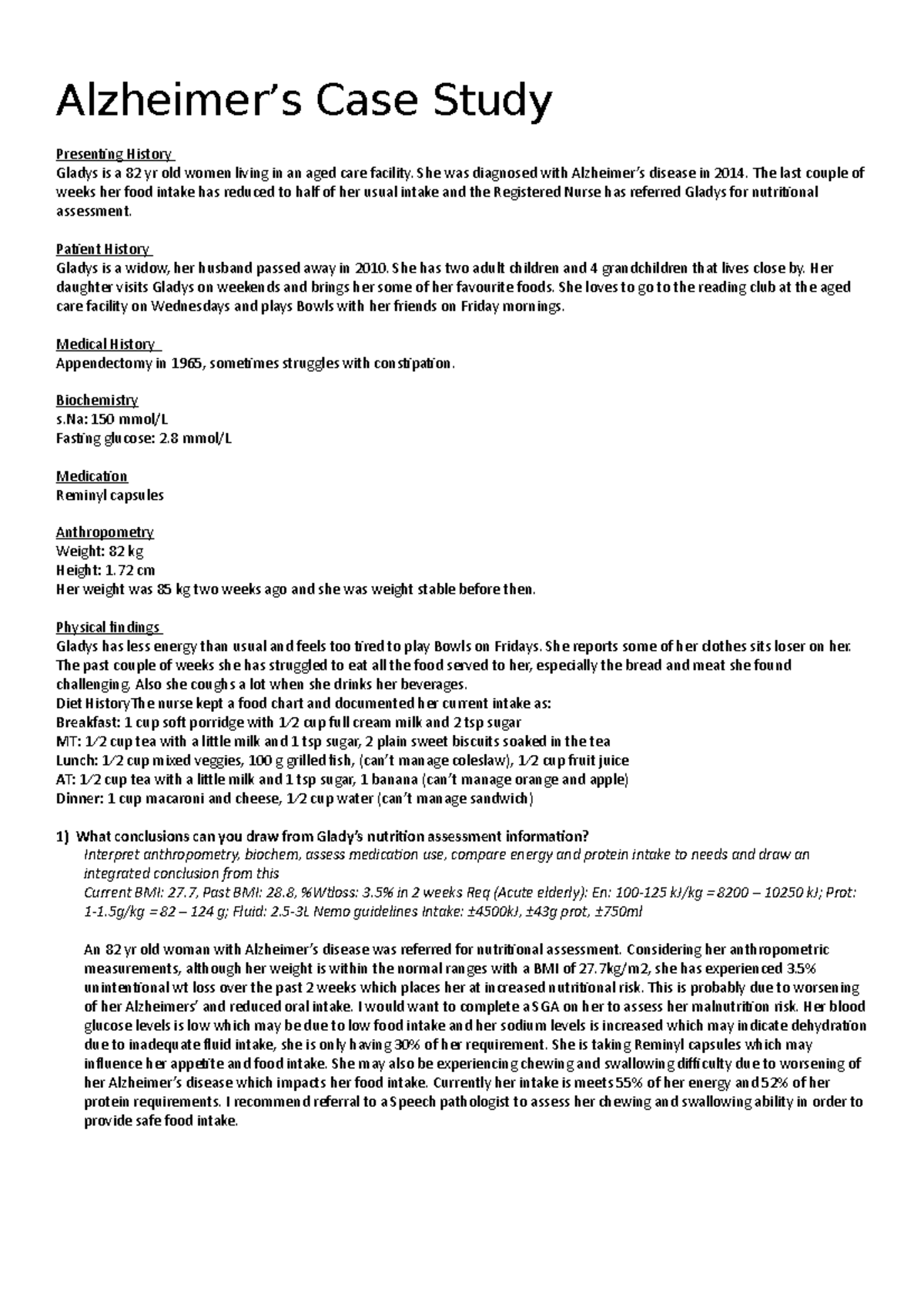 case study of alzheimer's disease