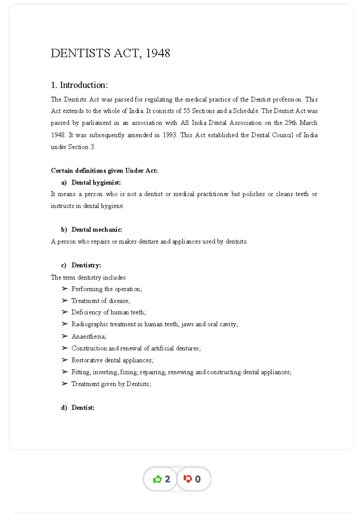 Dentistact compress unit 2 DENTISTS ACT, 1948 1. Introduction The