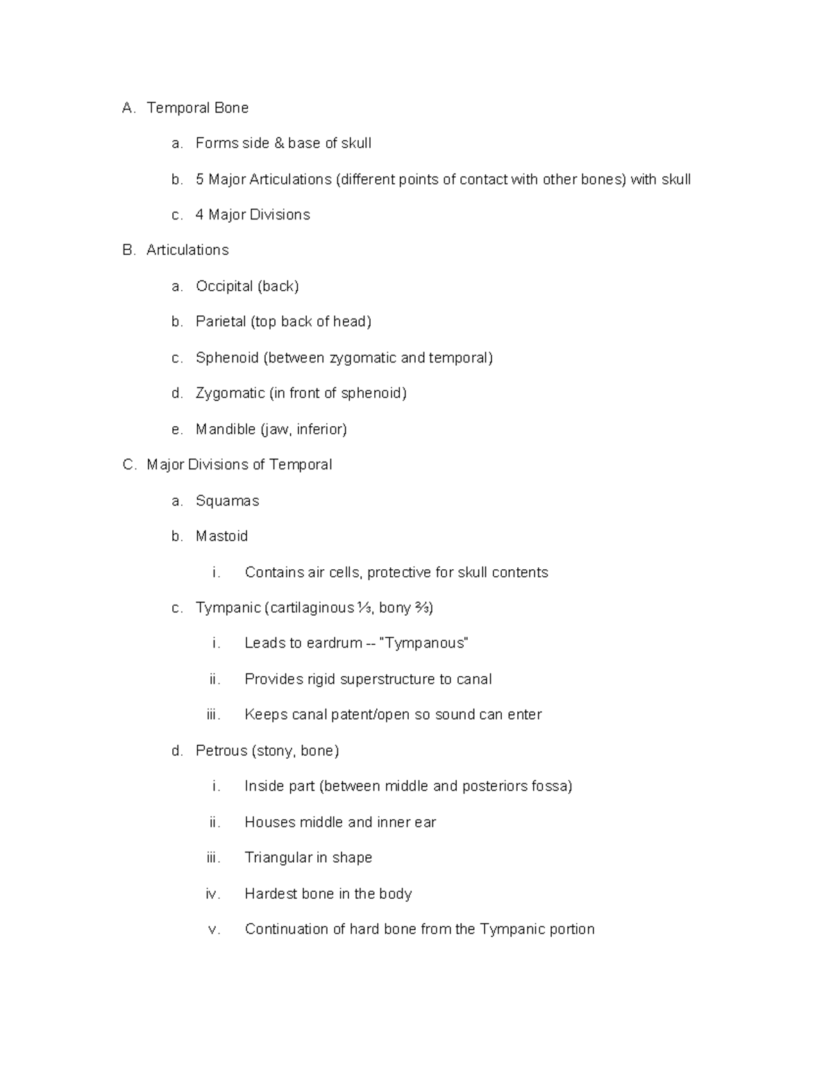 Temporal Bone Anatomy - Lecture notes 1 - A. Temporal Bone a. Forms ...