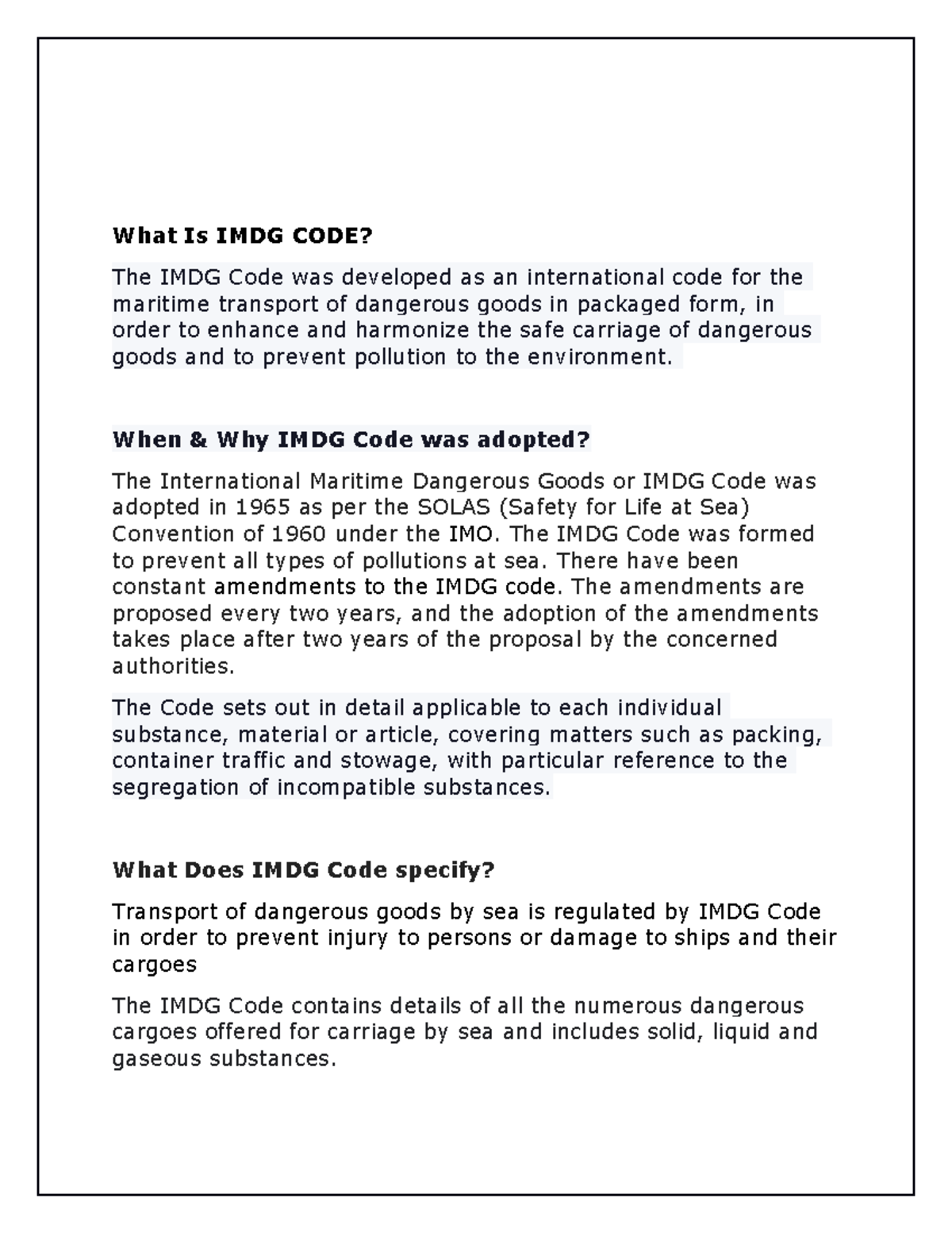 Imdg - dangerous goods cargo handling - What Is IMDG CODE? The IMDG ...