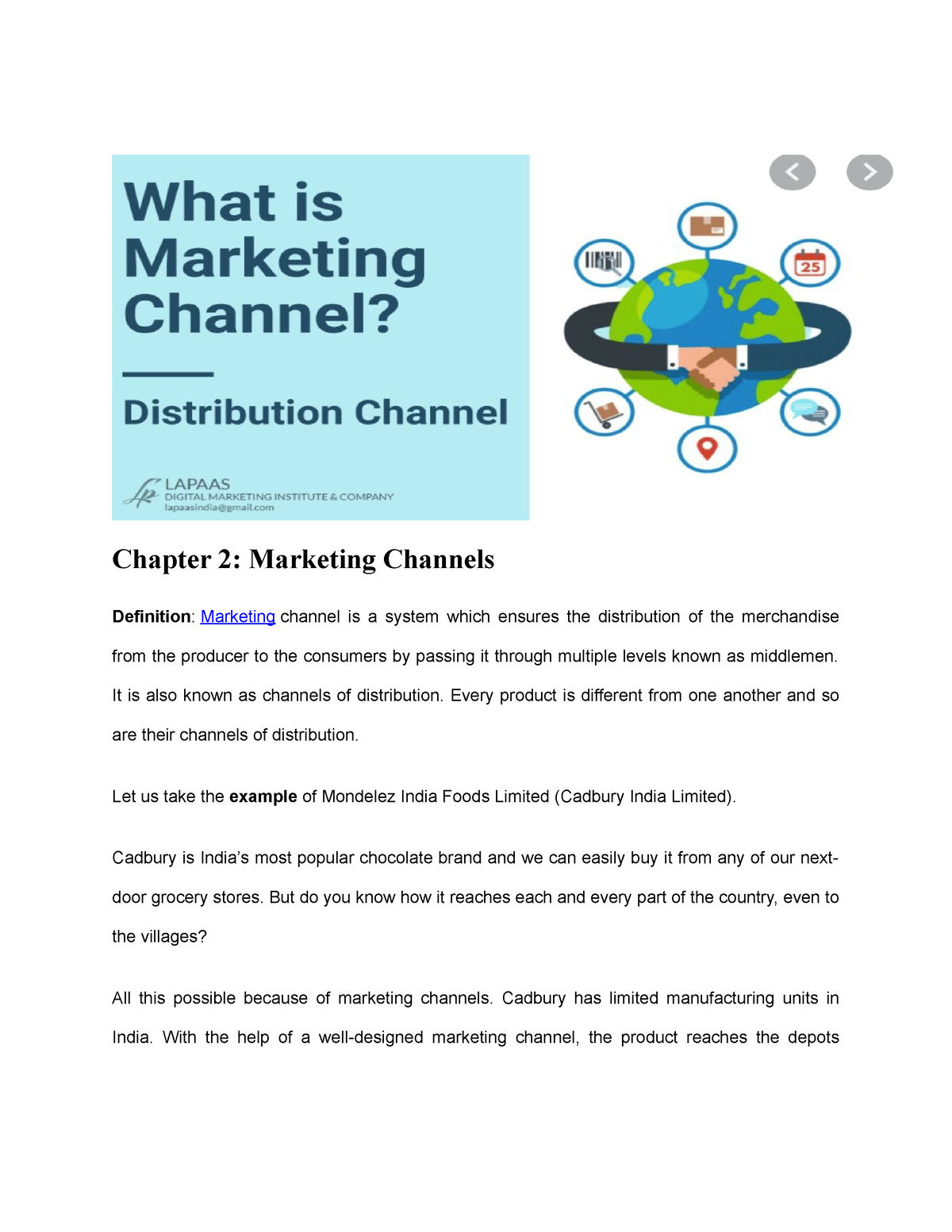 Week 4 & 5 Chapter 2. Marketing Channels Chapter 2 Marketing