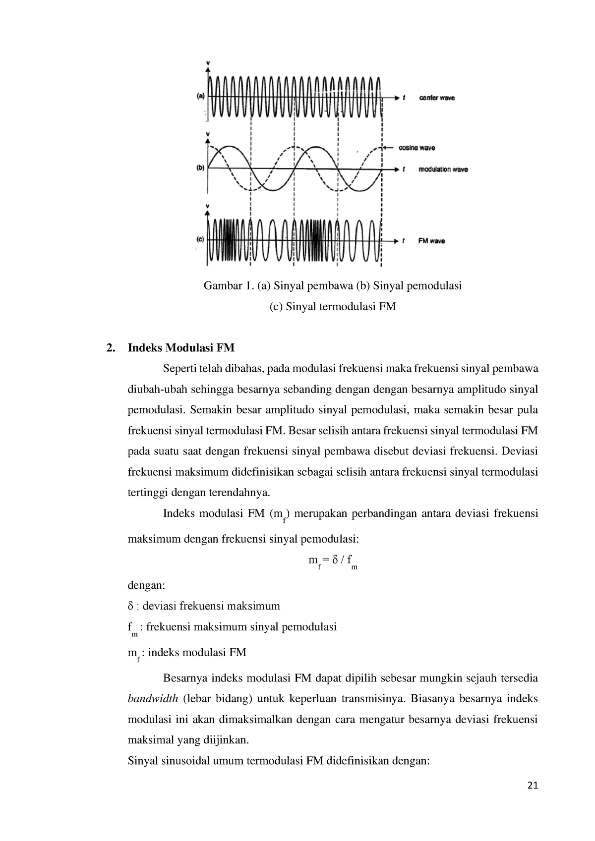 Modul Praktikum Telekomunikasi I 2019-6 - Gambar 1. (a) Sinyal Pembawa ...