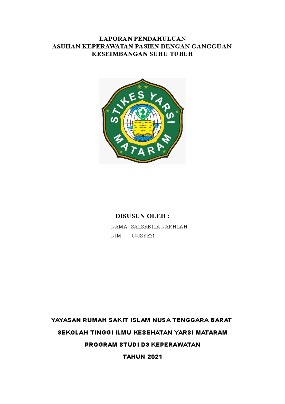 369253314 Keseimbangan Suhu Tubuh - LAPORAN PENDAHULUAN ASUHAN ...